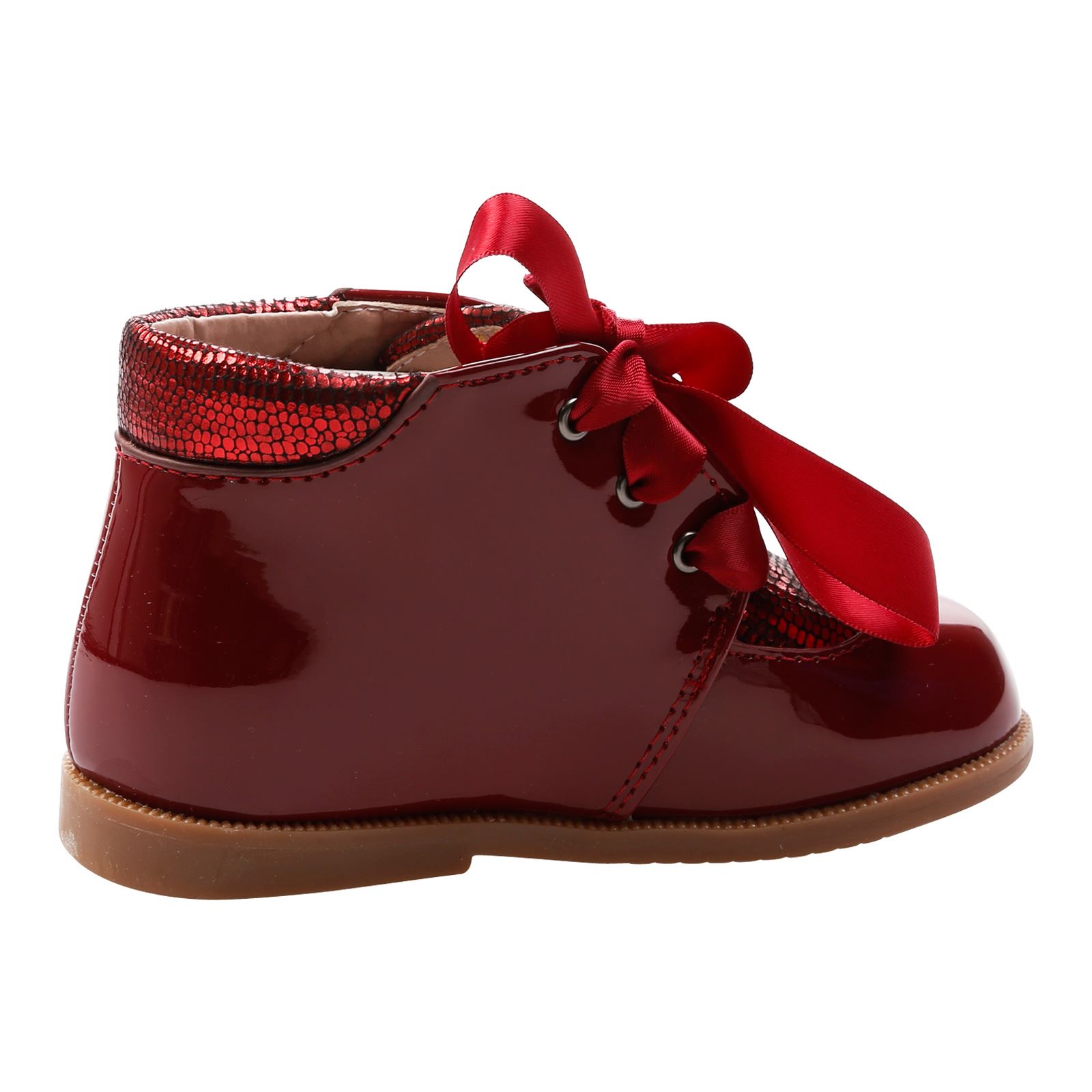 GIRLS KIDS CHILDRENS ANKLE BOOTS SHOES LACE UP RIBBON TODDLER TWO TONE