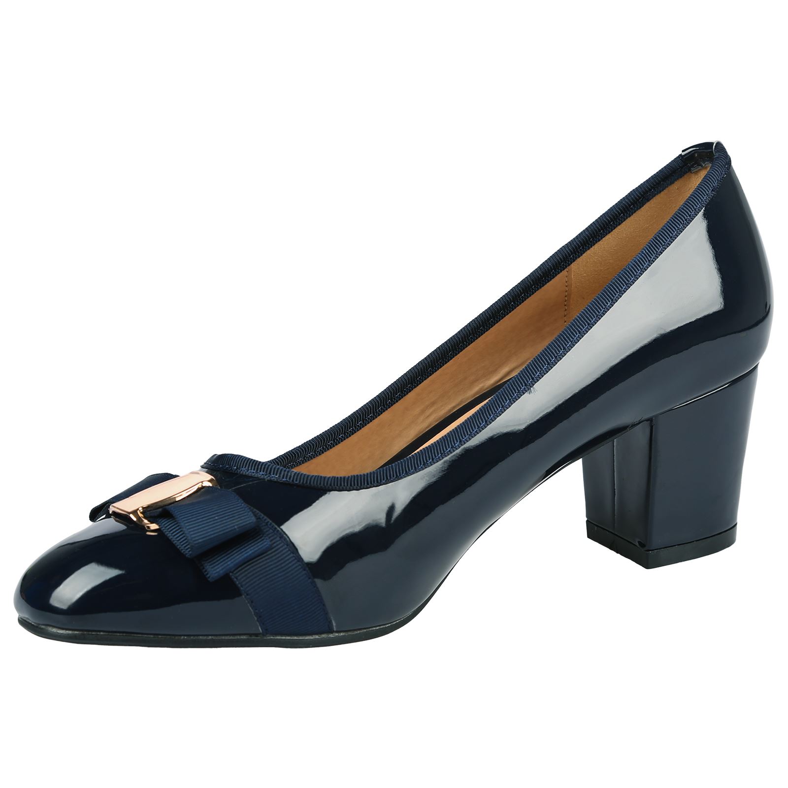 Cherie Womens Low Mid Heels Bow Detail Slip On Ladies Court Shoes Pumps