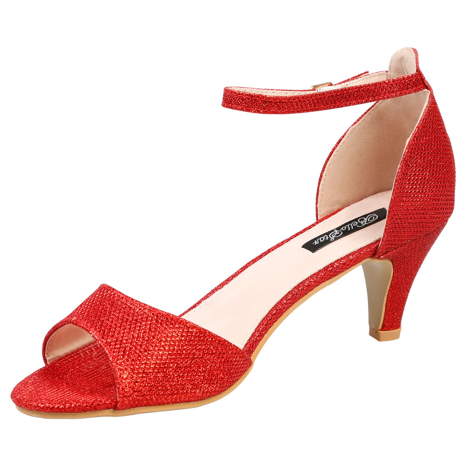 Laurie Womens Low Mid Kitten Heel Ankle Strap Sandals Ladies Peep Toe Shoes Size | eBay