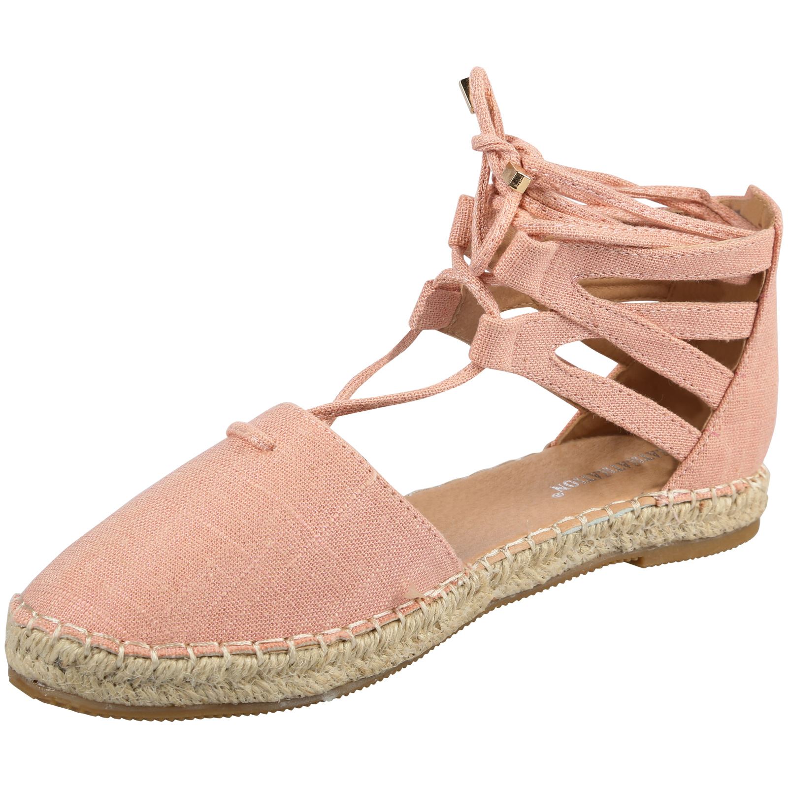 Augusta Womens Flats Lace Tie Up Ankle Cuff Sandals Shoes Ladies