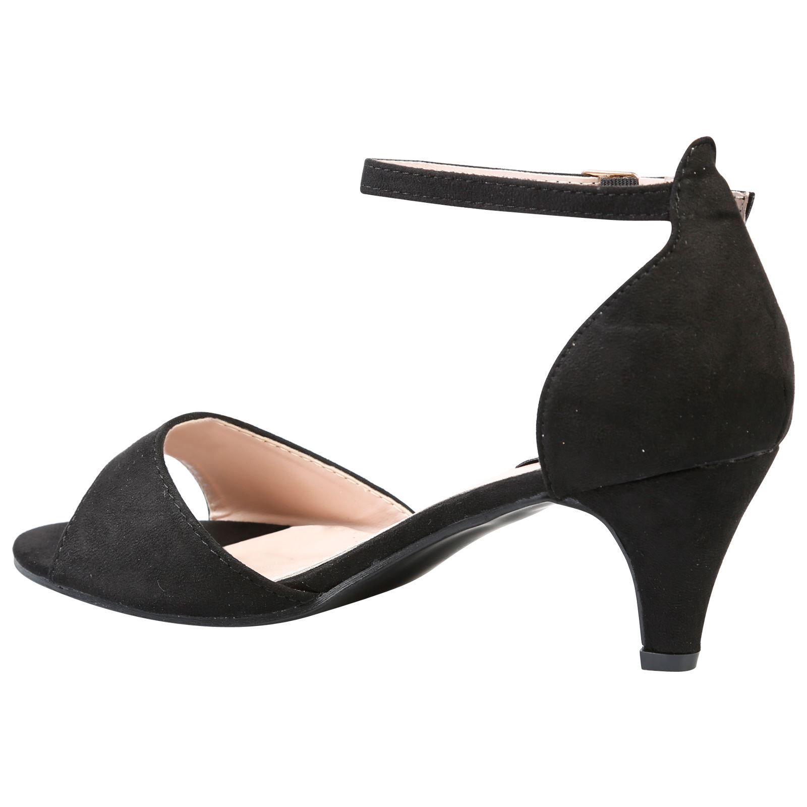 Laurie Womens Low Mid Kitten Heel Ankle Strap Sandals Ladies Peep Toe Shoes Size | eBay