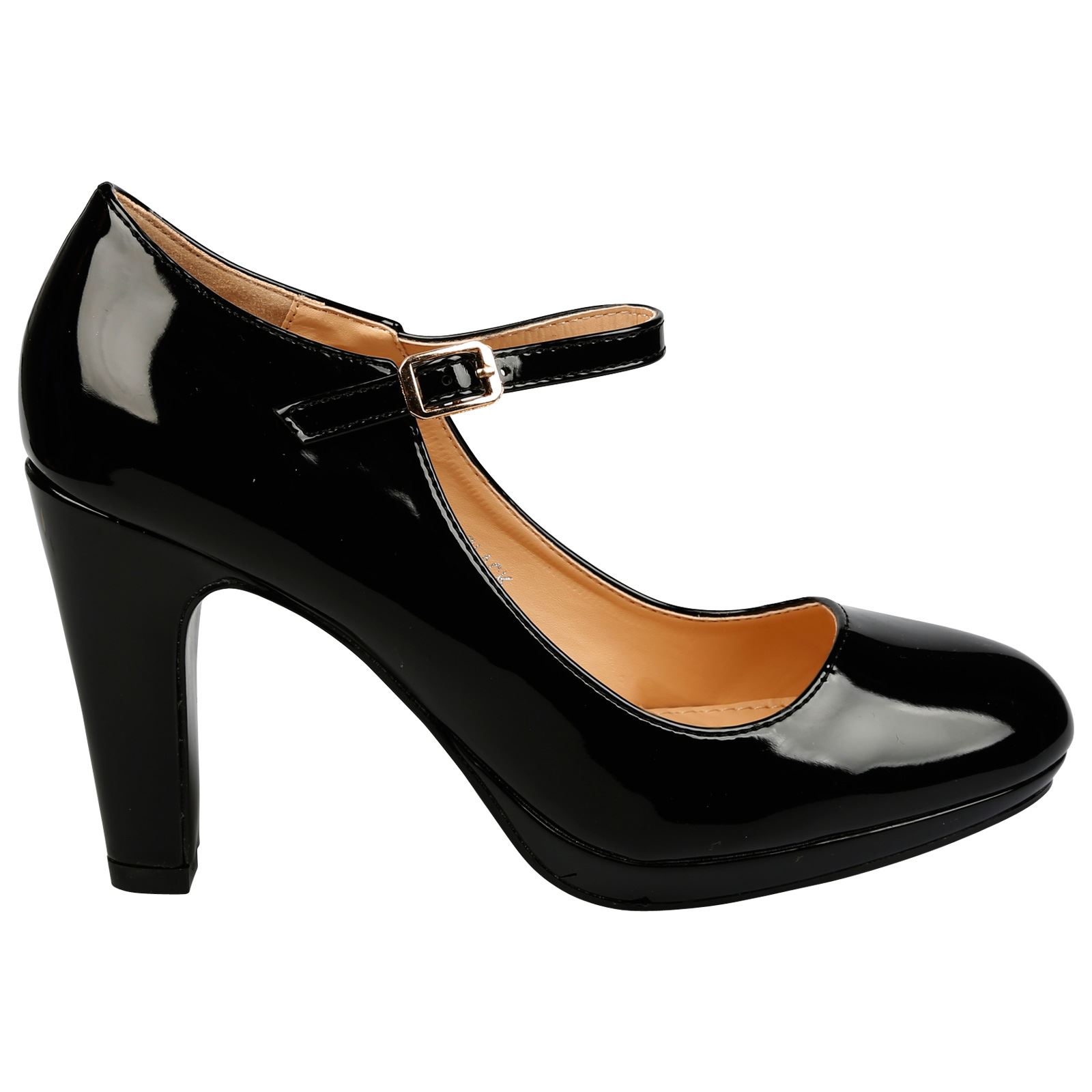 Emmeline Womens Mid High Heels Classic Ladies Mary Janes Shoes Pumps