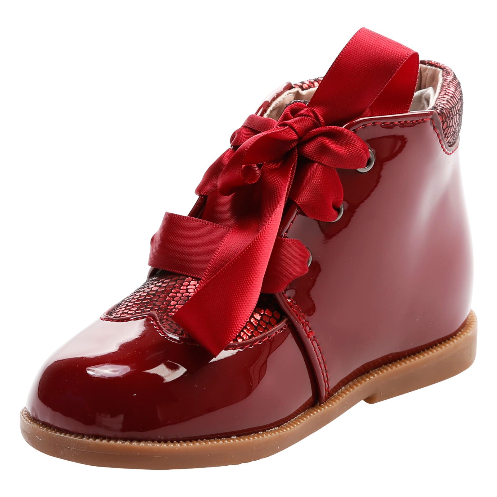 Harper Girls Toddlers Flats Low Heel Satin Ribbon Lace Up Ankle Boots