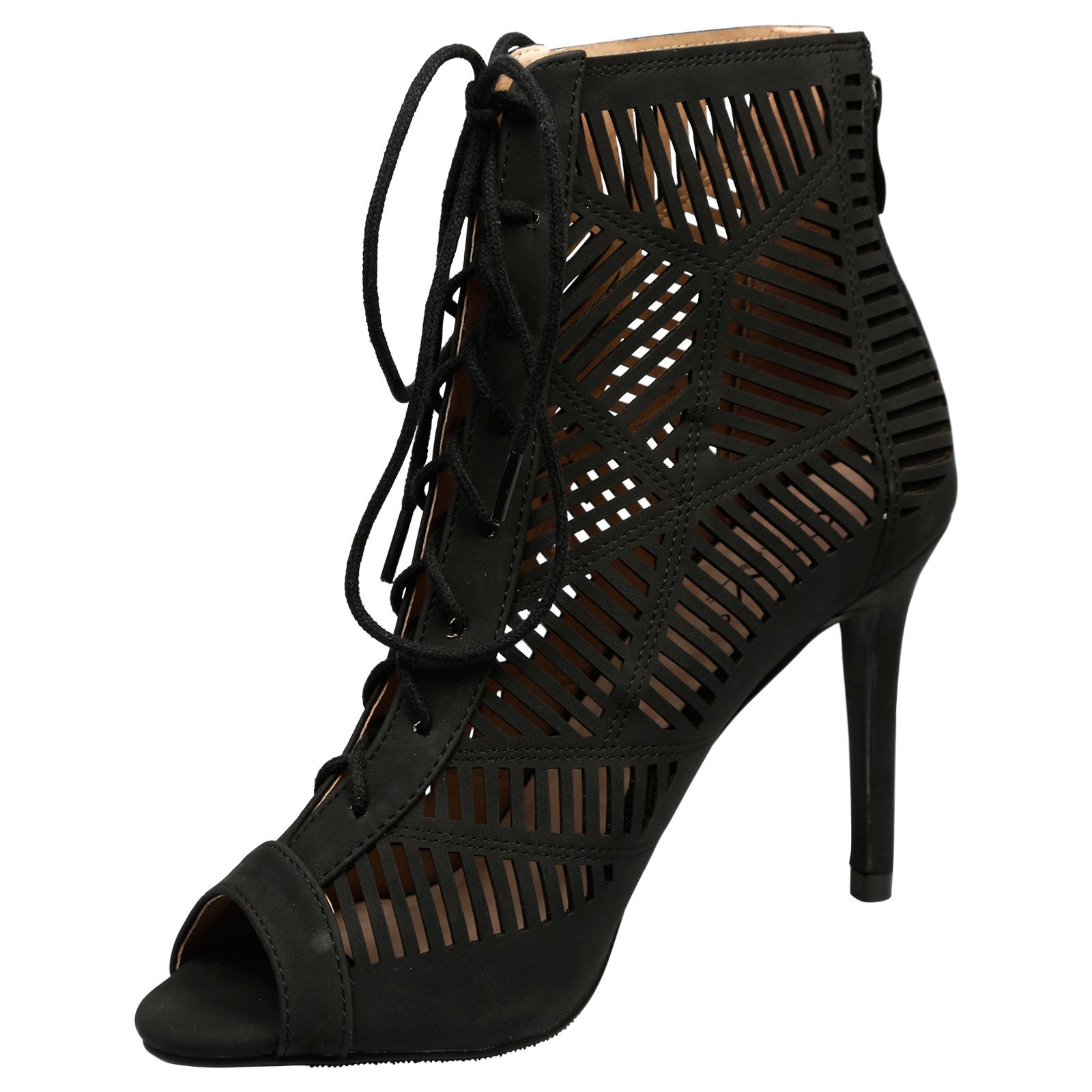 Anais Womens High Heels Stilettos Lace Up Peep Toe Ankle Boots Ladies Shoes Size