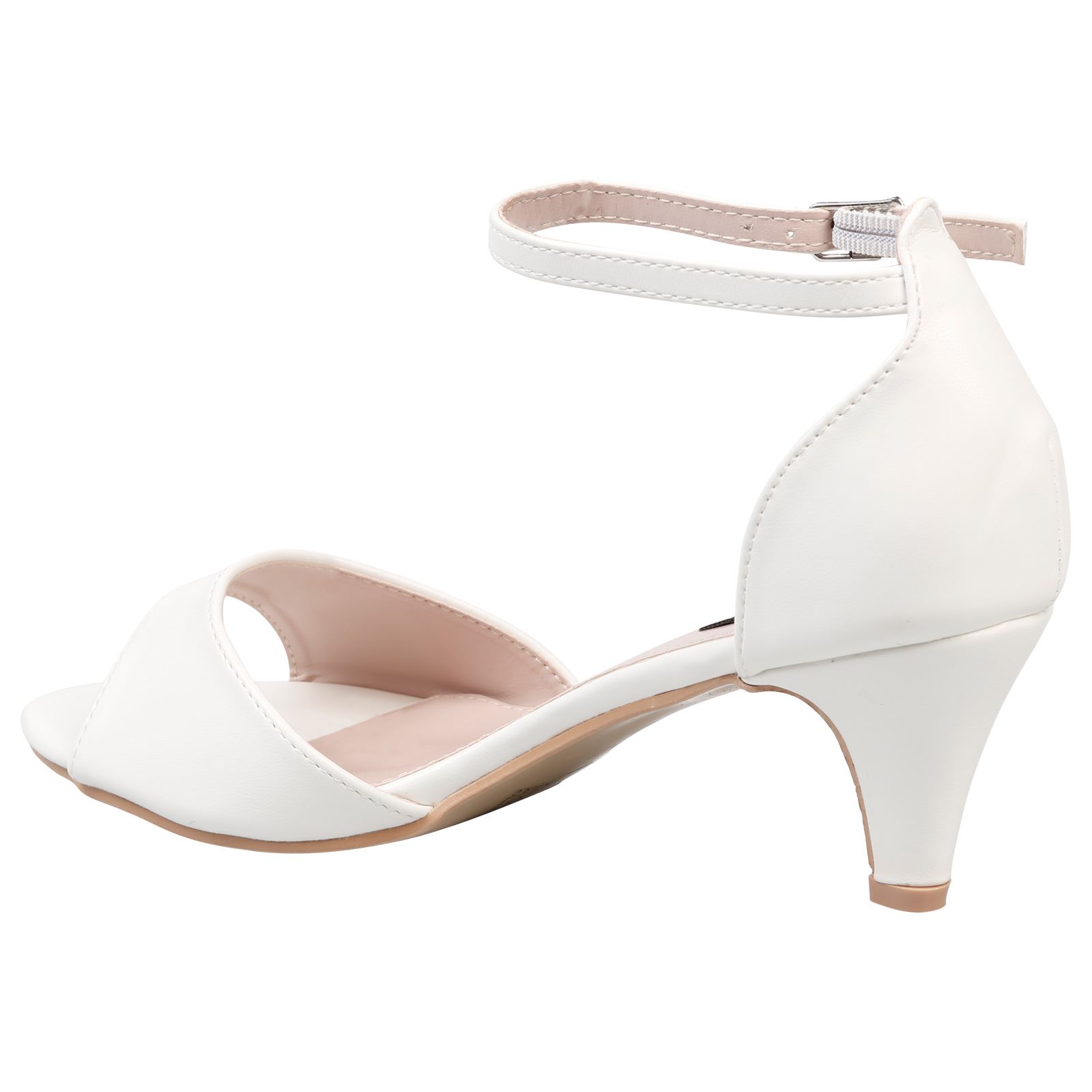 Laurie Womens Low Mid Kitten Heel Ankle Strap Sandals Ladies Peep Toe Shoes Size | eBay