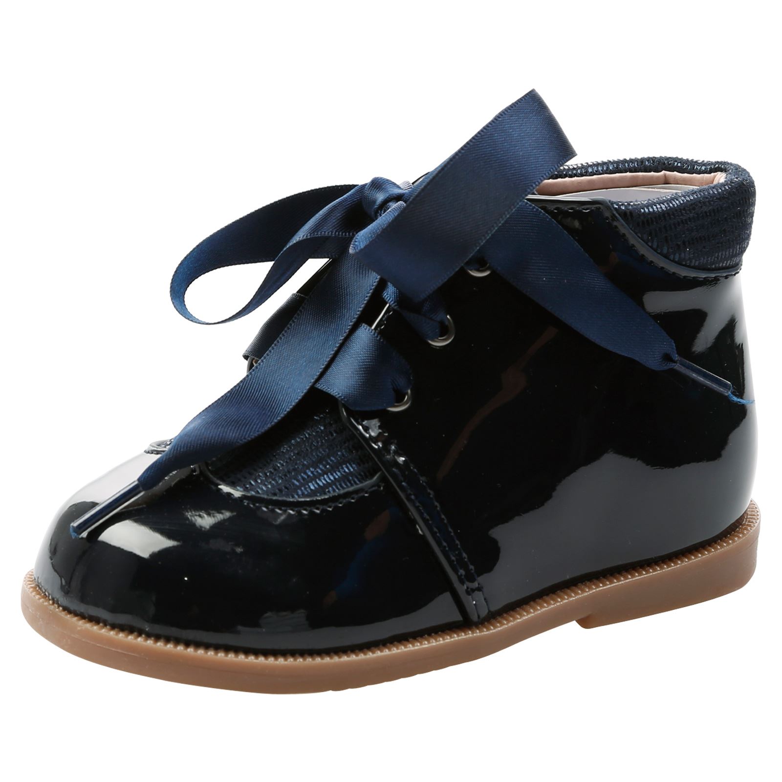 GIRLS KIDS CHILDRENS ANKLE BOOTS SHOES LACE UP RIBBON TODDLER TWO TONE