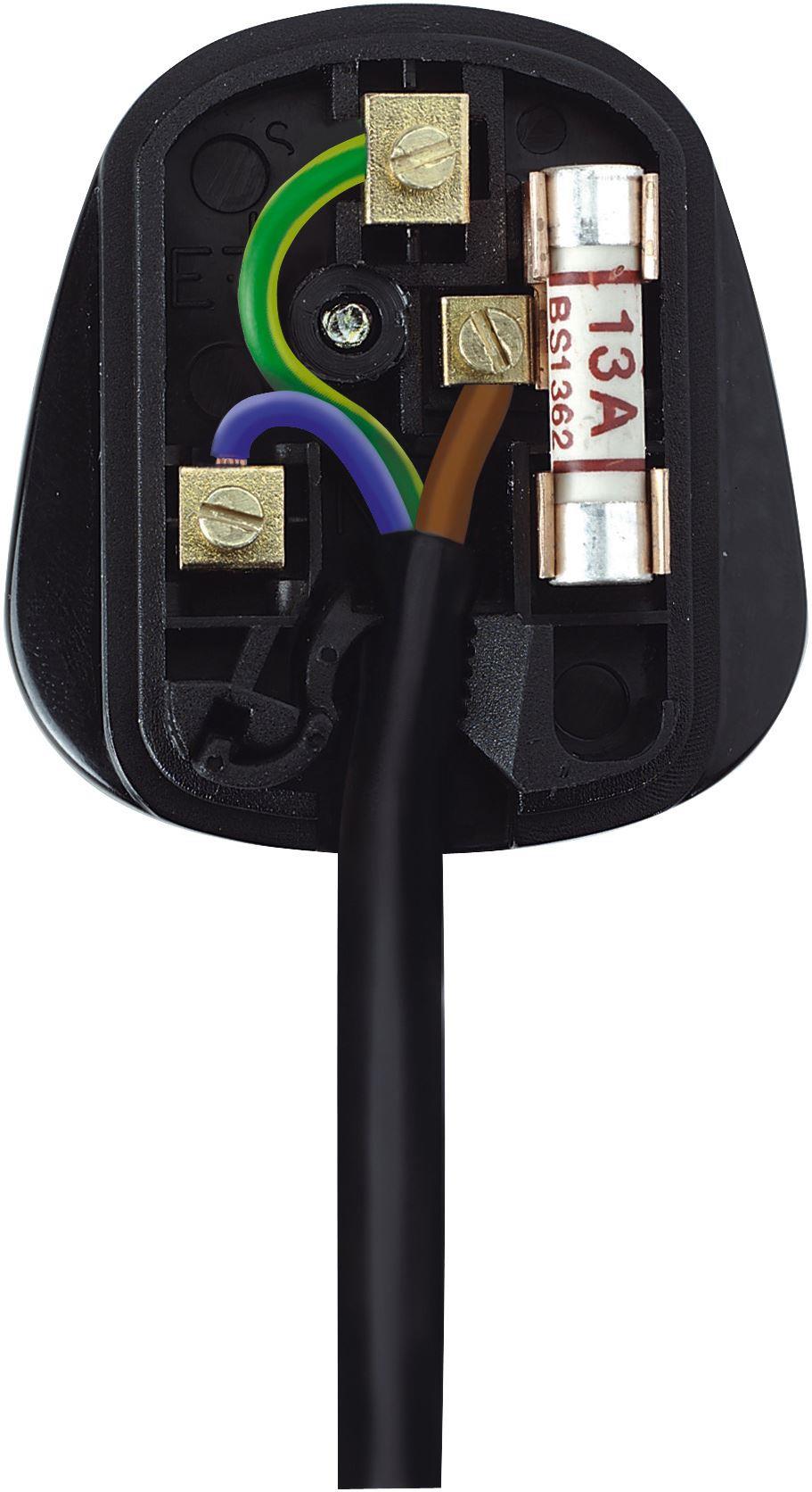2 Pack Black / White Quick Fit 3 Pin 13 Amp 13A UK Mains Power Plug - Picture 3 of 5