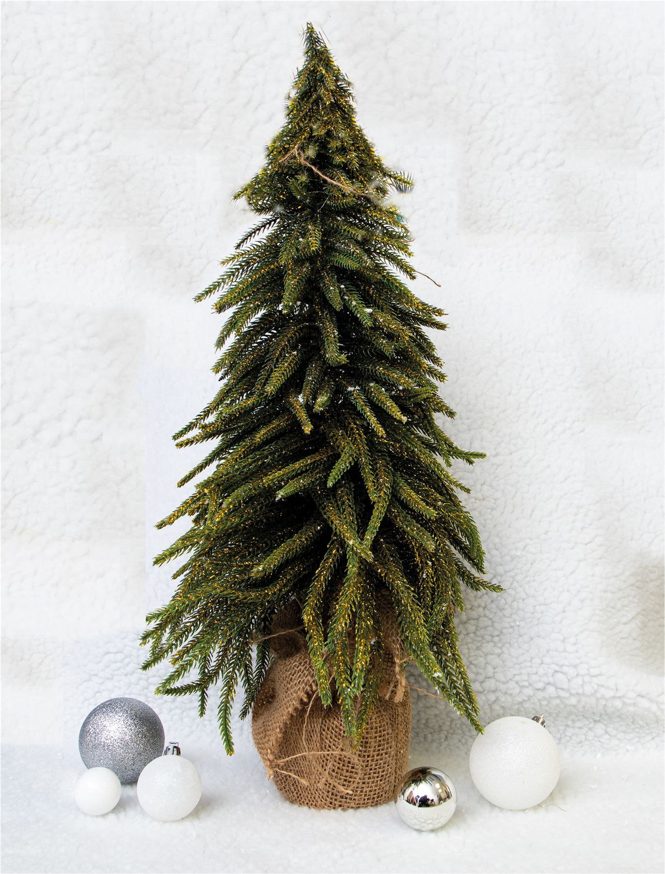 Mini Christmas Tree Decorative Gold Glitter Finish Xmas Artificial Hessian Bag - Picture 13 of 13