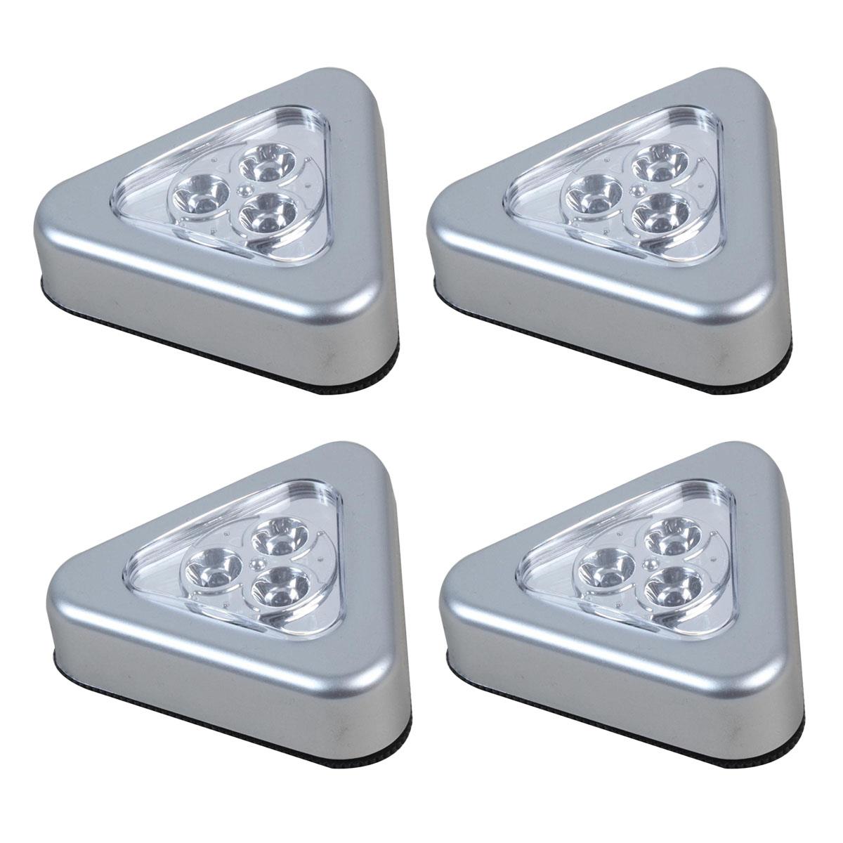Stick On Push Click LED Adhesive Light Battery Operated Cupboard Shed Triangle - Picture 3 of 6