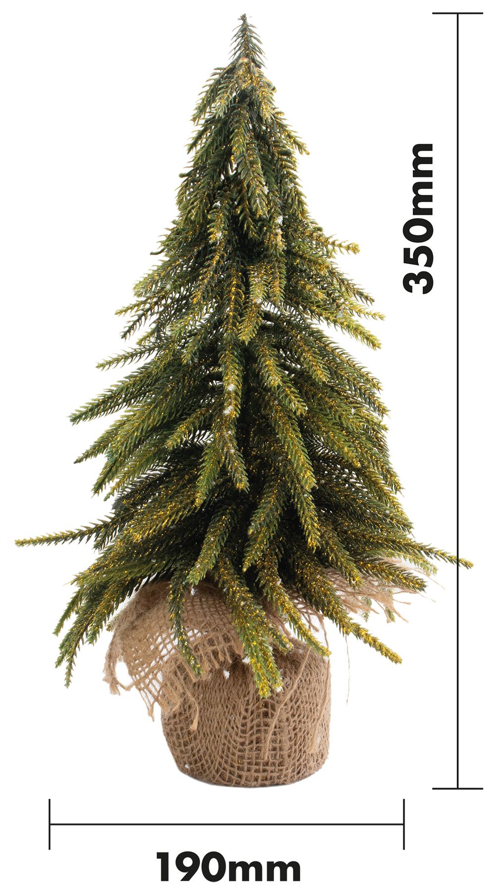 Mini Christmas Tree Decorative Gold Glitter Finish Xmas Artificial Hessian Bag - Picture 7 of 13