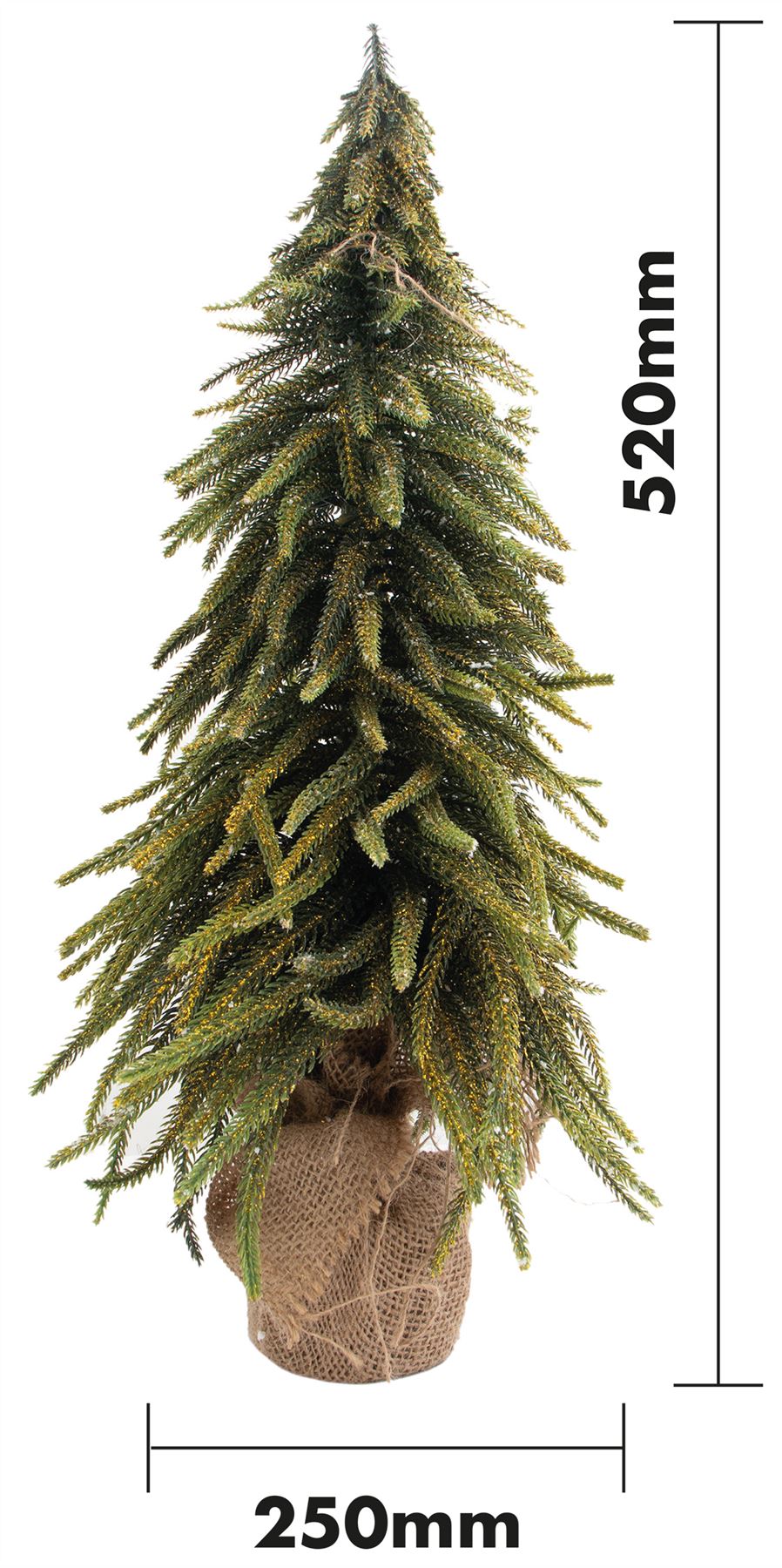Mini Christmas Tree Decorative Gold Glitter Finish Xmas Artificial Hessian Bag - Picture 11 of 13