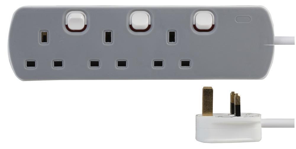 Mains extension lead individual switch uk power 3 Gang 1m 2m 5m 7.5 m10m - Picture 7 of 8