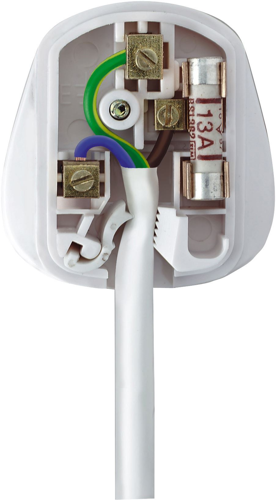 2-10 Rewireable Quick Fit 3 Pin UK Mains Plug Fitted with 13A Amp Fuse White - Picture 3 of 9