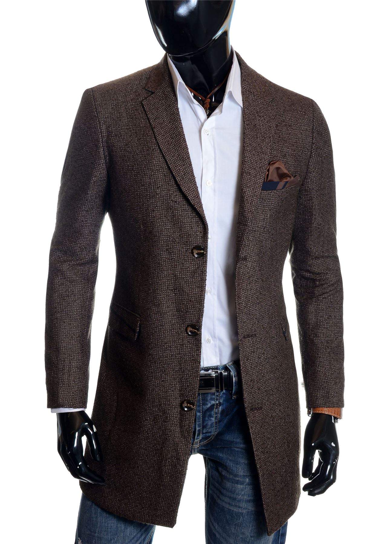 Men's Winter coat 3/4 Long Jacket Wool Cashmere Formal Evening Slim Overcoat | eBay