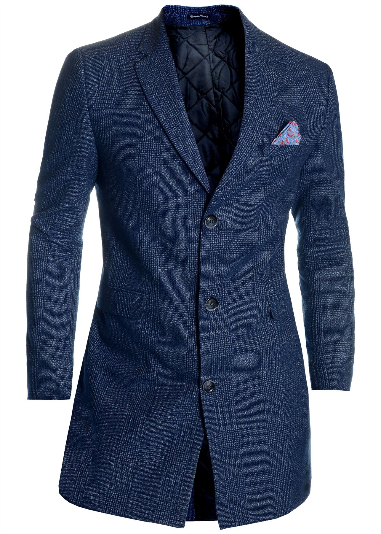 Men's Checkered Coat 3/4 Long Tweed Cashmere Wool Trendy Formal Winter Overcoat | eBay