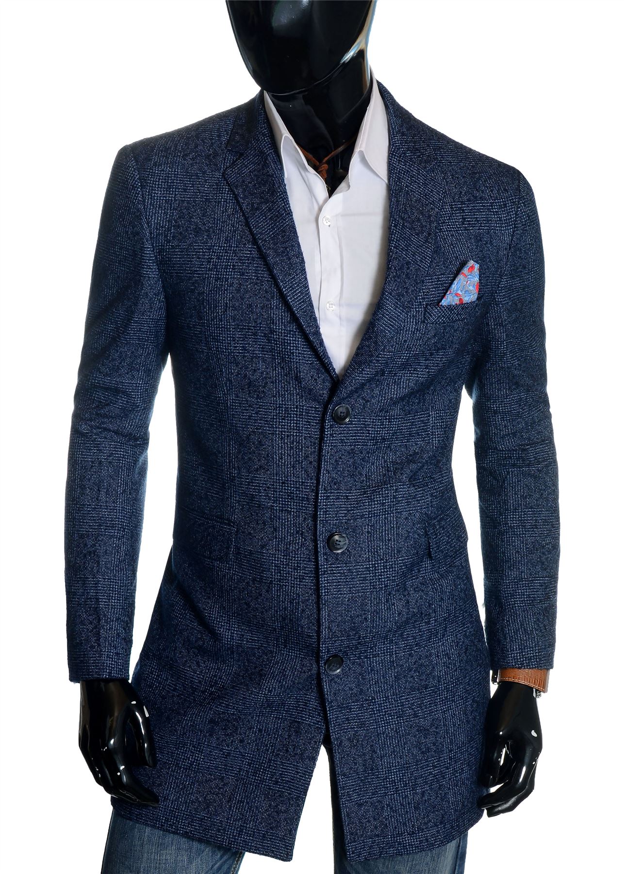 Men S Checkered Coat 3 4 Long Tweed Cashmere Wool Trendy Formal Winter Overcoat Ebay