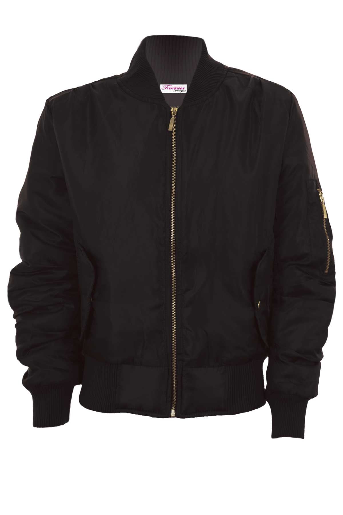 Ladies Classic MA1 Vintage Padded Bomber Jacket Biker Zip Up Stylish