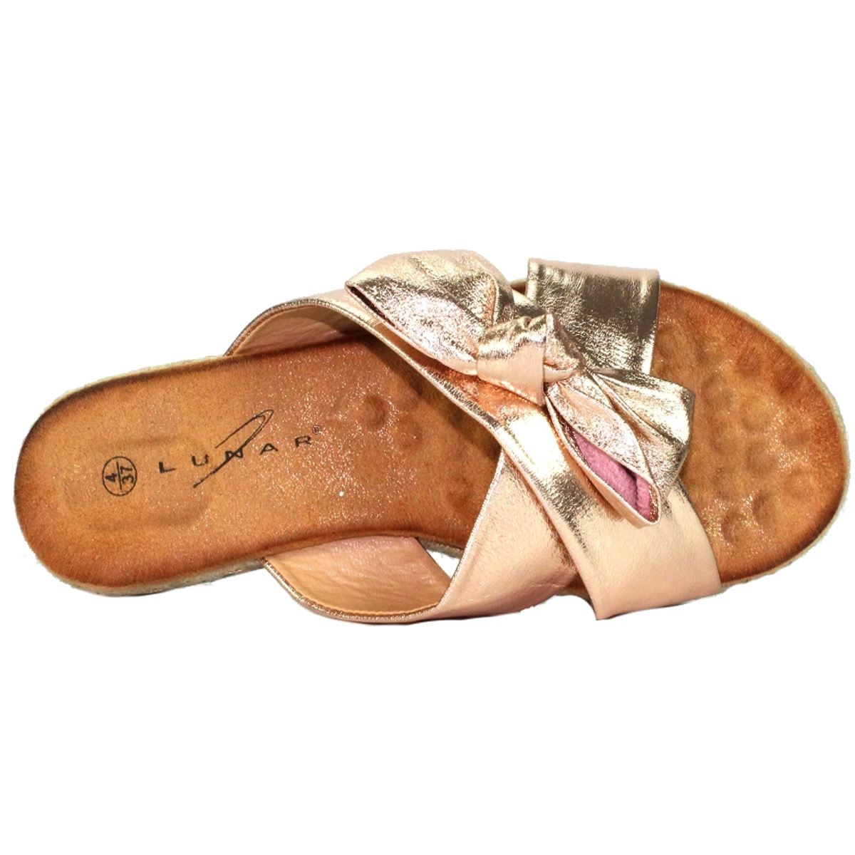 JLH018 Rico Double Sangle Nœud métallisé en cuir synthétique rembourré à Enfiler Sandales