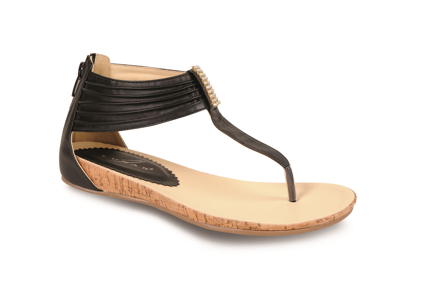 Women/'s Small Wedge Textured Diamante Ladies Fashion Thong Sandals Shoes
