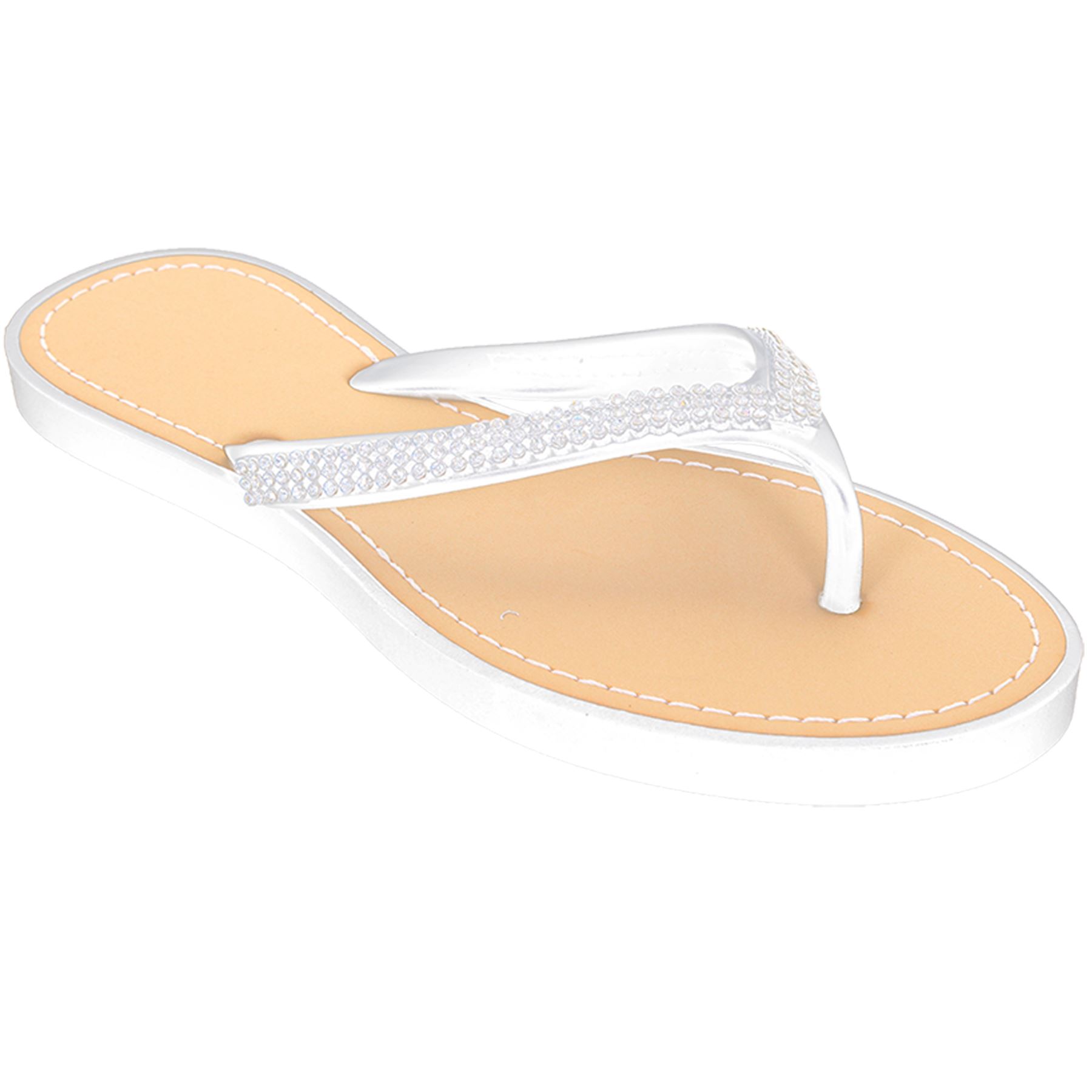 Ladies Comfy Diamante Thong Sandals Women's Casual Summer Flip flop Shoes | eBay