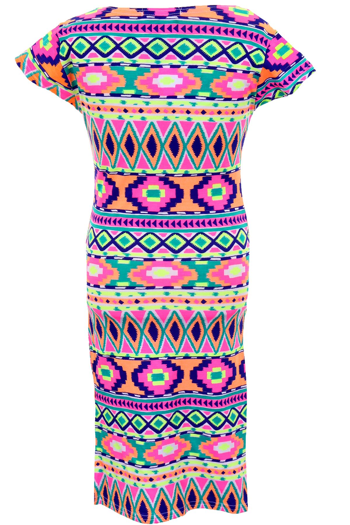 Childrens Cap Sleeve Neon Snake Leopard Floral Aztec Fitted Bodycon Party Dress
