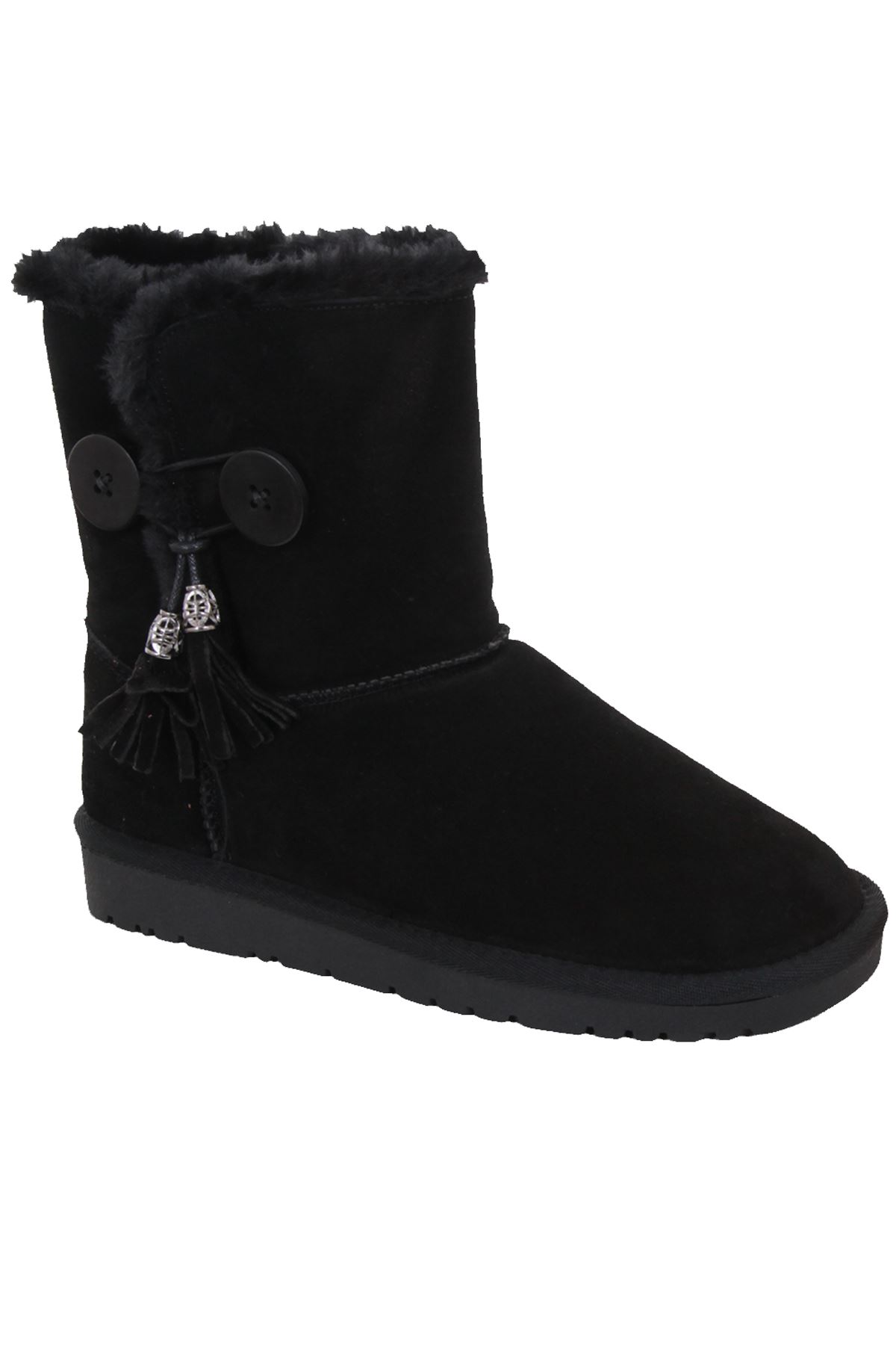 Ladies Snugg Real Suede Plain Fur Lined Warm Comfy Flat Ankle Boots Shoes