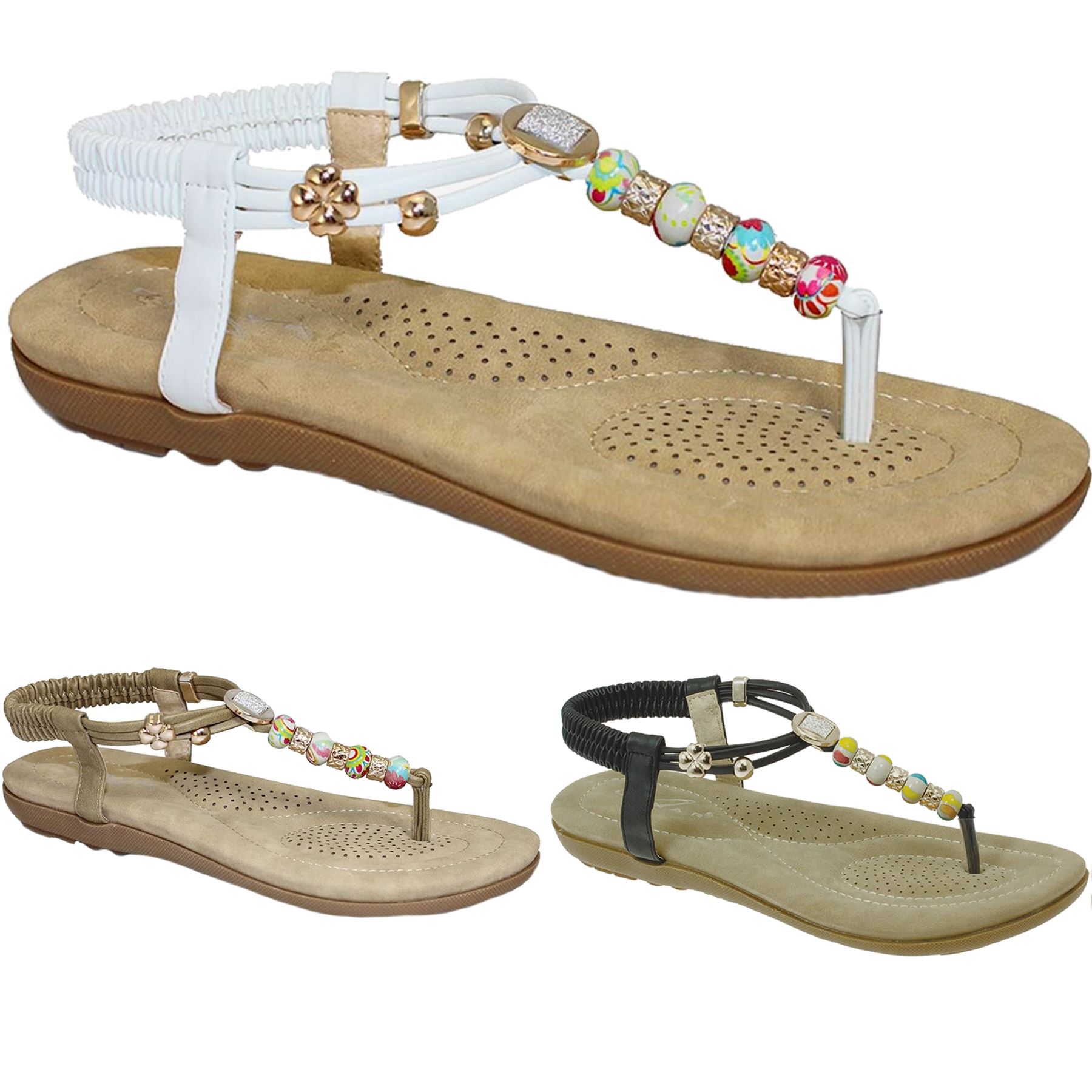 JLH708 Beech Ladies Beaded Vibrant Comfortable Thong Fashion Beach Sandals | eBay