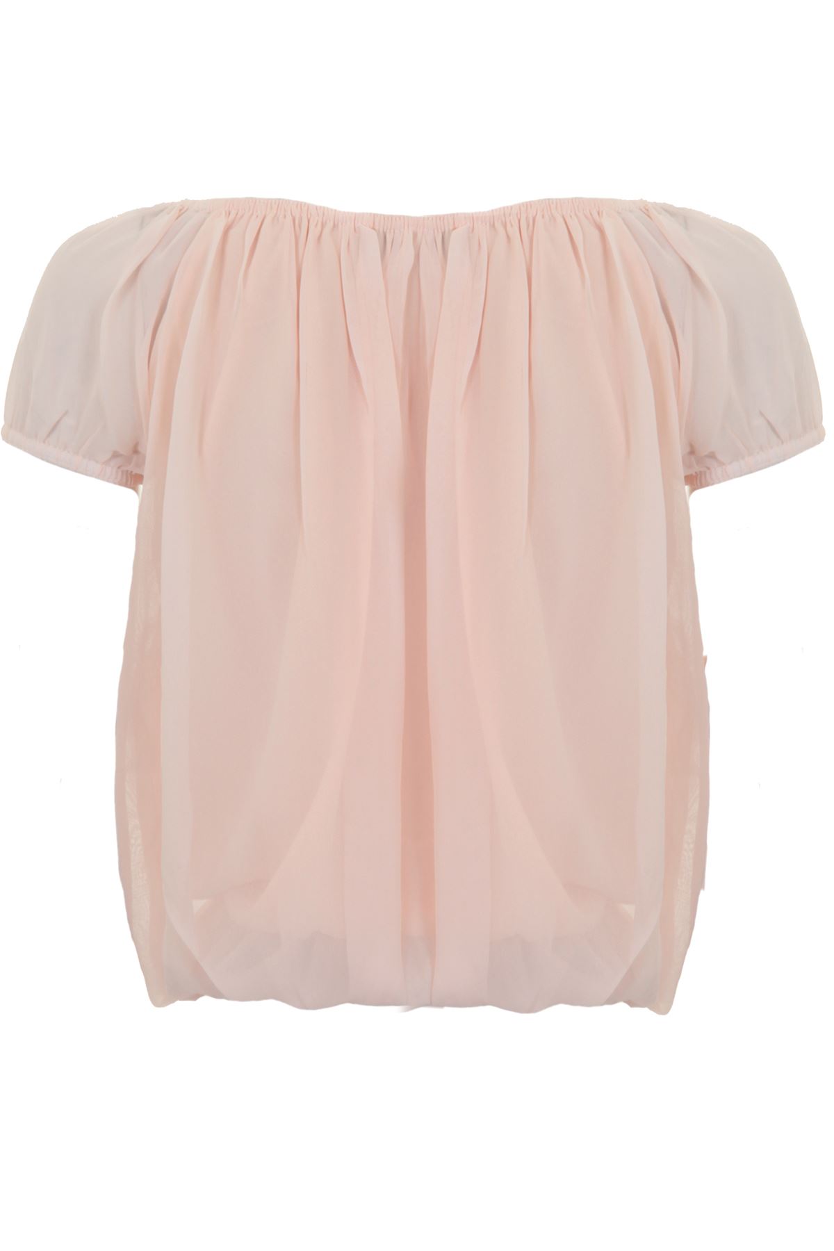Ladies Multicolour Paisley Plain Chiffon Off Shoulder Semi Sheer Bardot Blouse