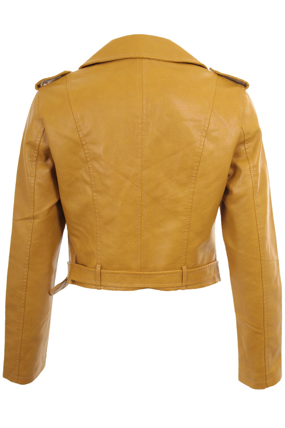Ladies Long Sleeve Faux Leather Smart Side Zip Belted Waist Biker Coat Jacket Ladies Long Sleeve Faux Leather Smart Side Zip Belted Waist Biker Coat Jacket