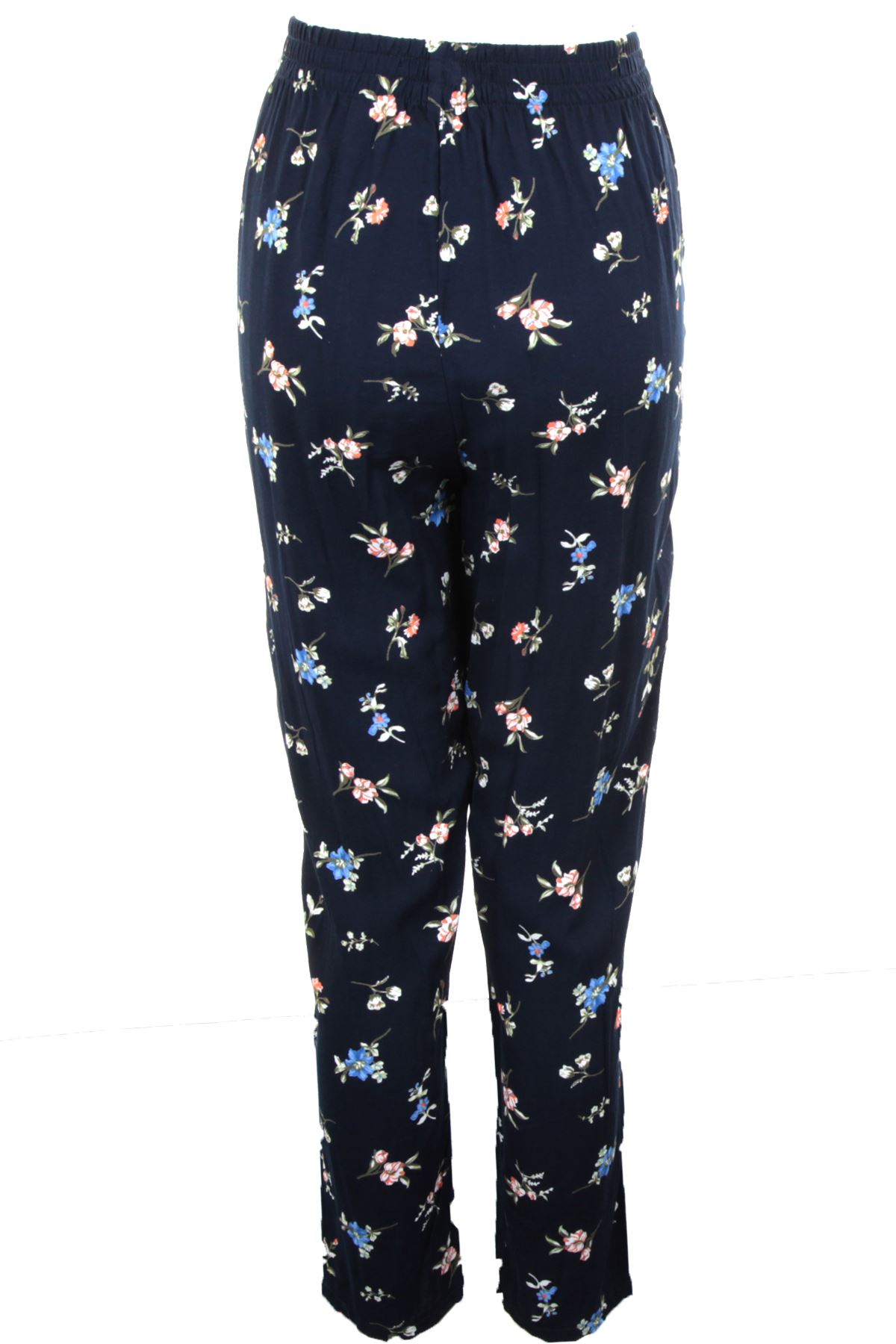 Womens Leaf Floral Stripe Stretch Loose Plus Size Elastic Waist Pants Trousers
