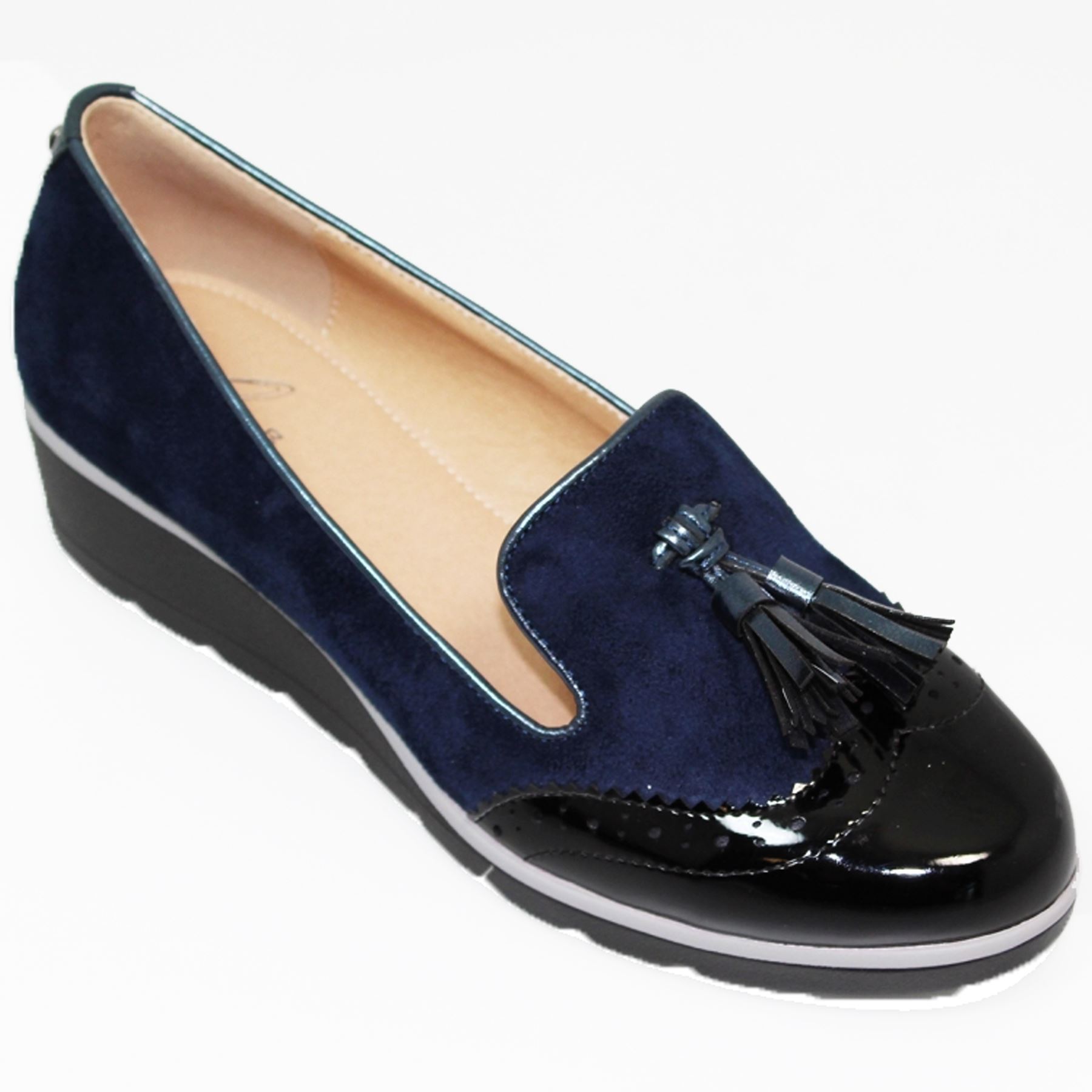 FLC136 Karina Patente Imitación Imitación Patente Gamuza Mocasín Estilo Slip On Cuña Zapatos Bombas 838b20 FLC136 Karina Patente Imitación Imitación Patente Gamuza Mocasín Estilo Slip On Cuña Zapatos Bombas 838b20