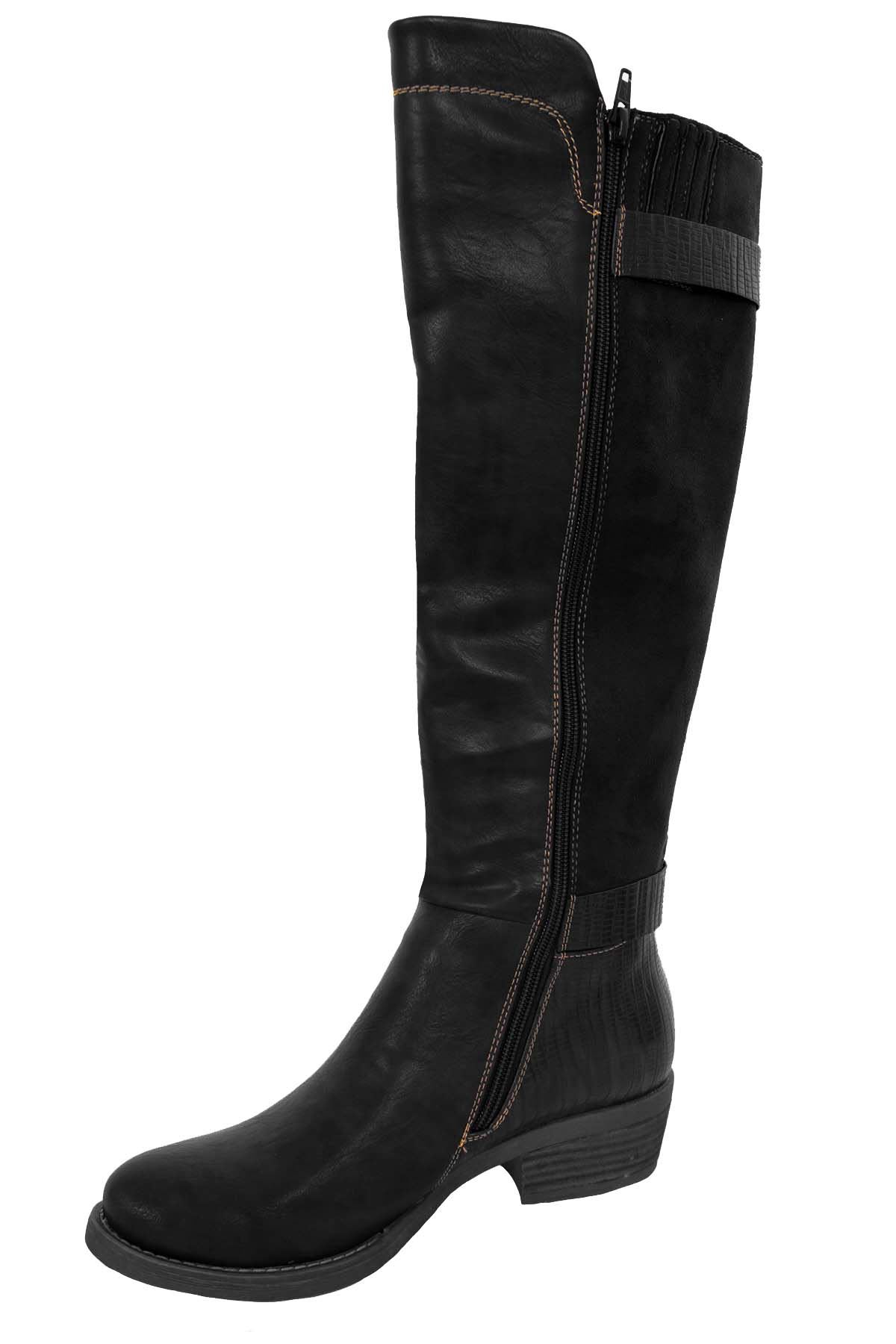 Contraste de la pantorrilla pantorrilla la ante para mujer imitación de cuero hebilla de Cremallera Alto botas Taco Bajo d1450c Contraste de la pantorrilla pantorrilla la ante para mujer imitación de cuero hebilla de Cremallera Alto botas Taco Bajo d1450c