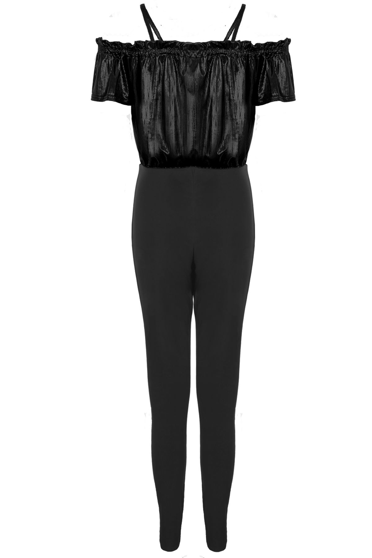 Ladies Short Sleeve Off Shoulder Ruffle Shiny Metallic Lurex Bodycon