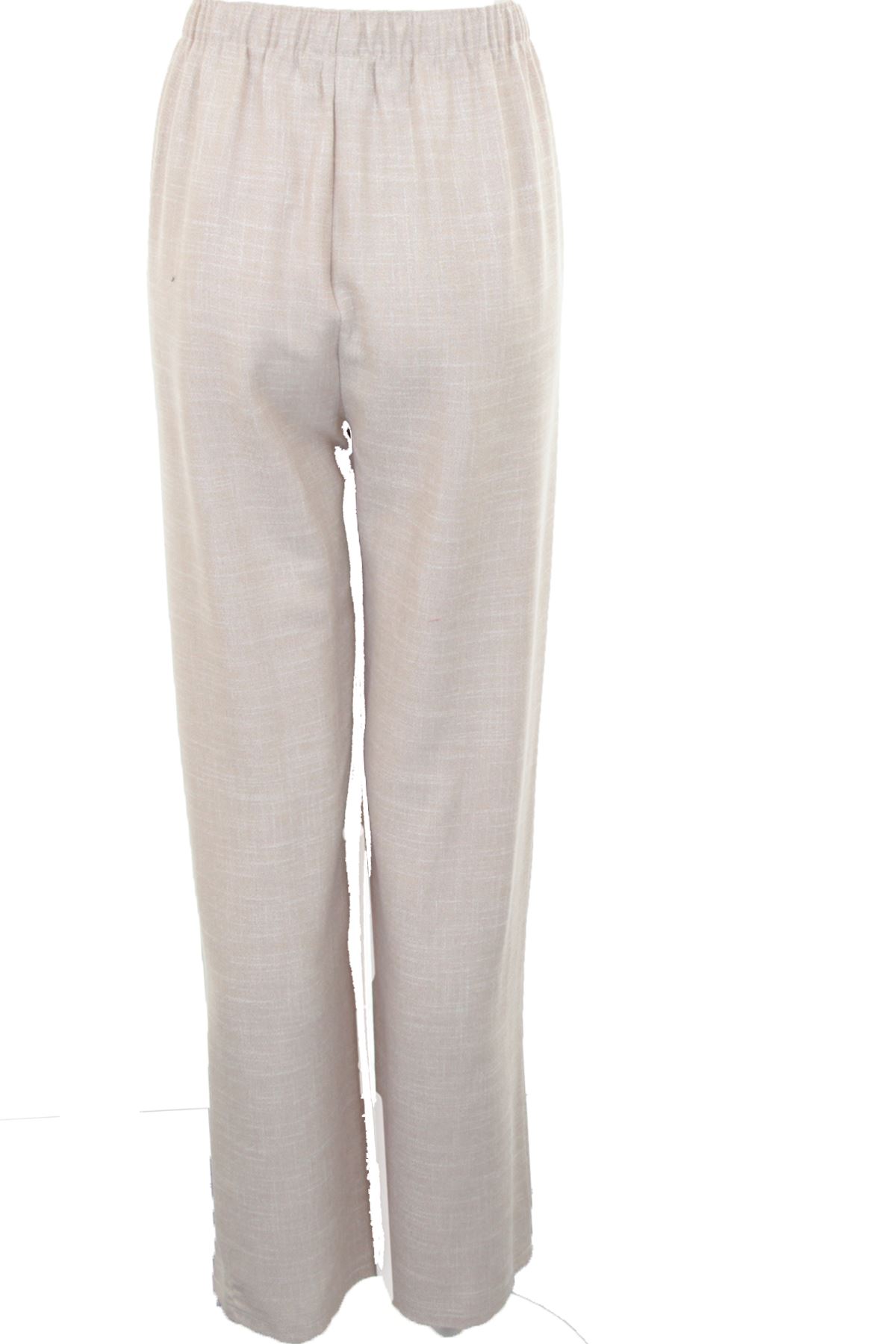 Womens Elasticated Waist Linen Plain Wide Leg Flare Plus Size Pants Trousers | eBay