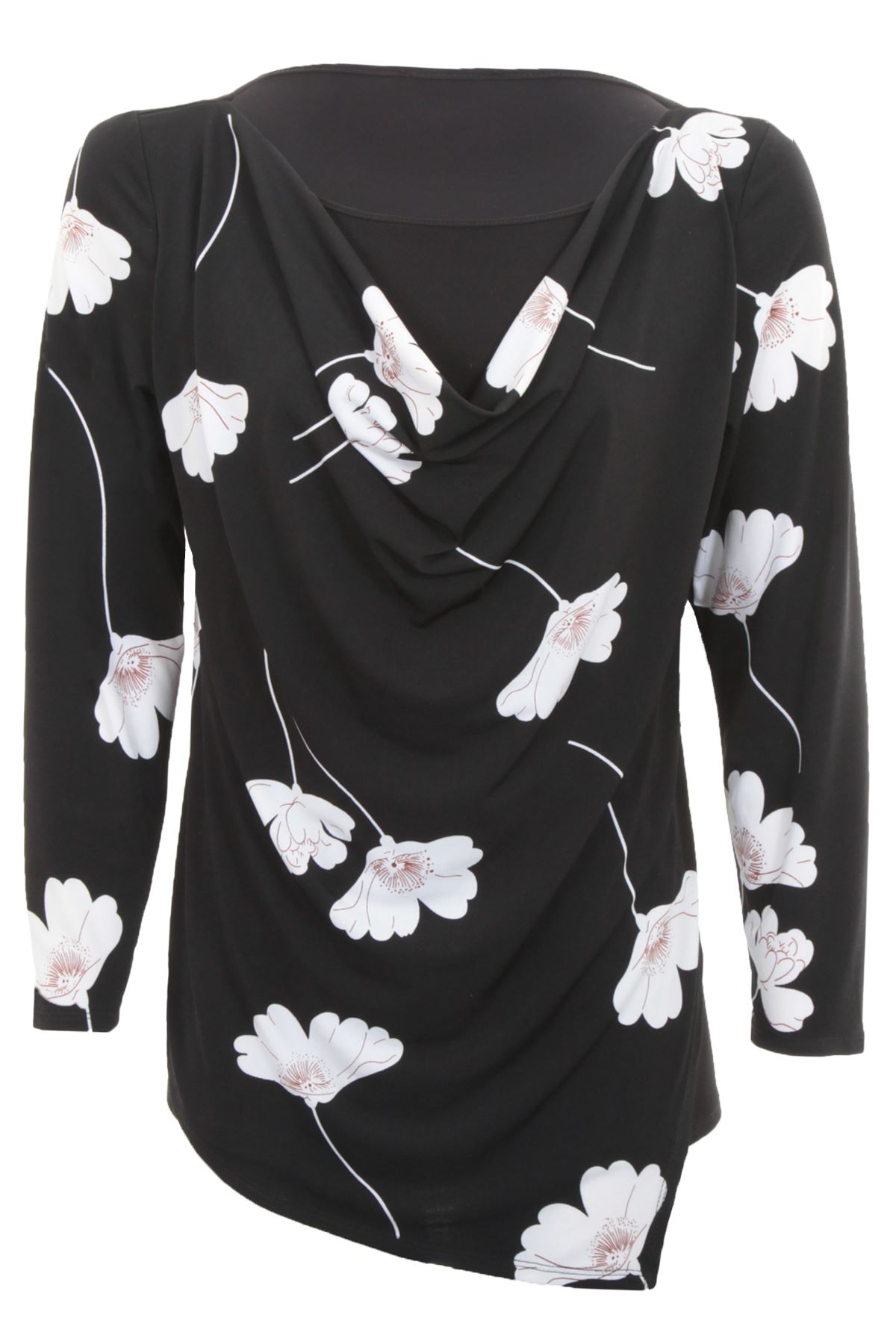 F47 NEW WOMENS FLORAL PRINT BLOUSE LADIES COLLAR CHIFFON COWL NECK DRESS TOP.