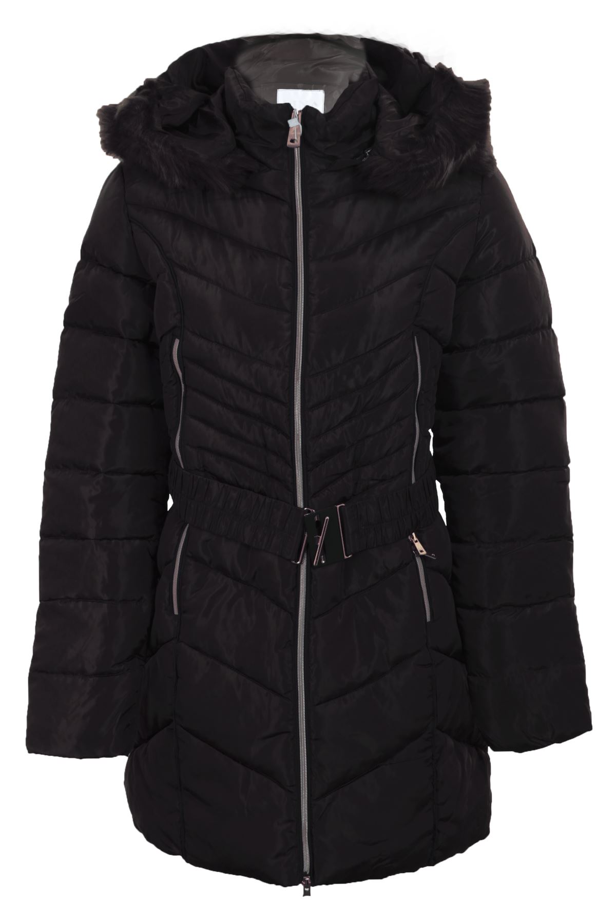 Ladies Faux Fur Hooded Double Zip 