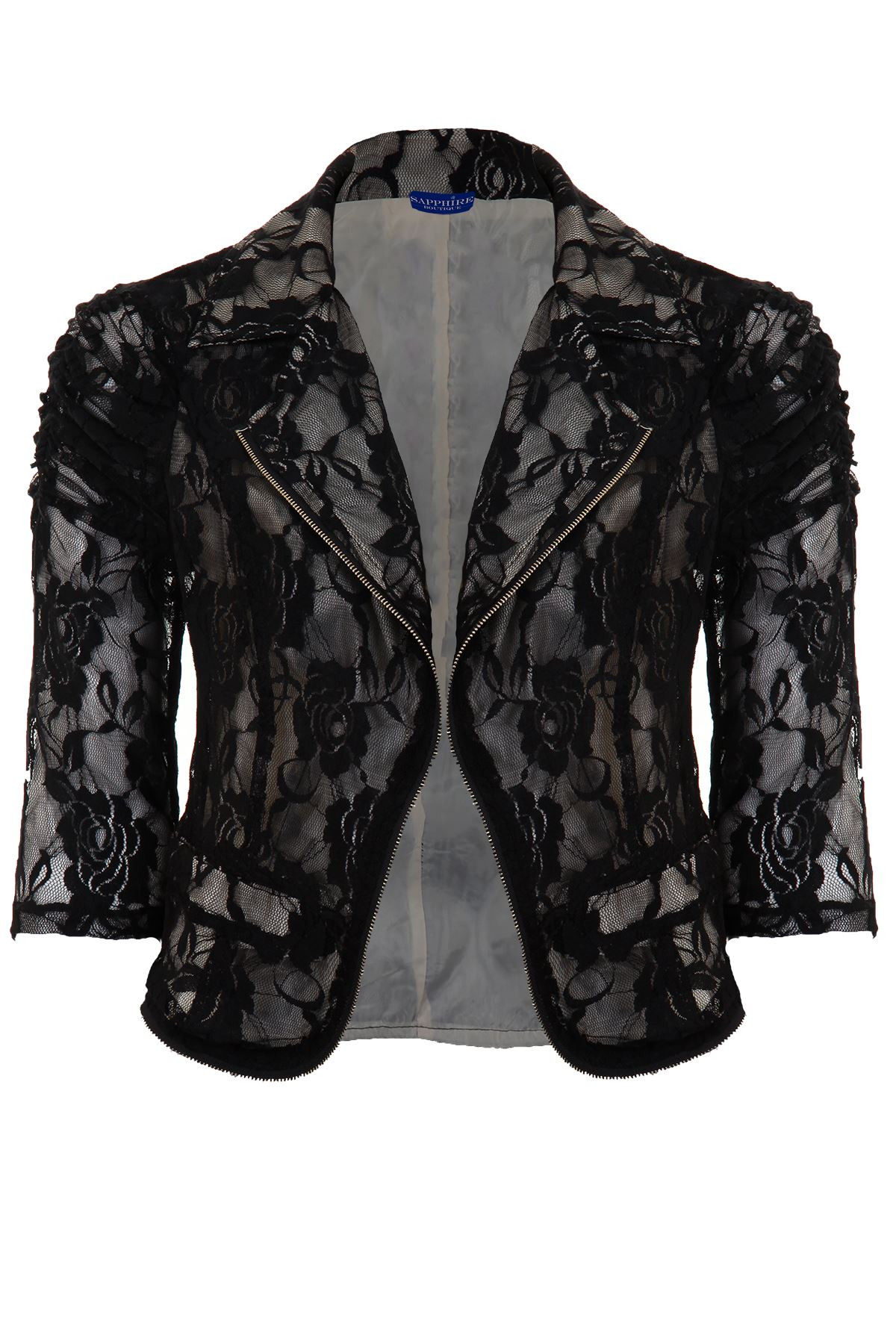 Ladies 3/4 Sleeve Lace Lined Frill Open Front Women's Evening Jacket eBay