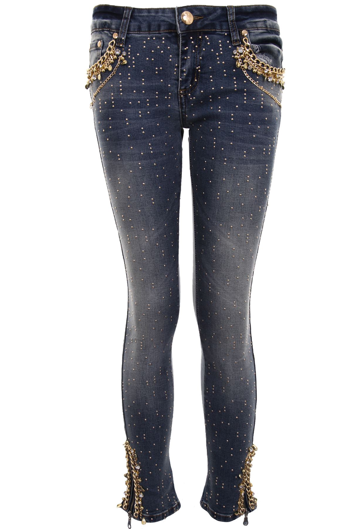 Ladies Studded Diamante Ripped Faded Skin Tight Skinny Denim 3/4 Jeans ...