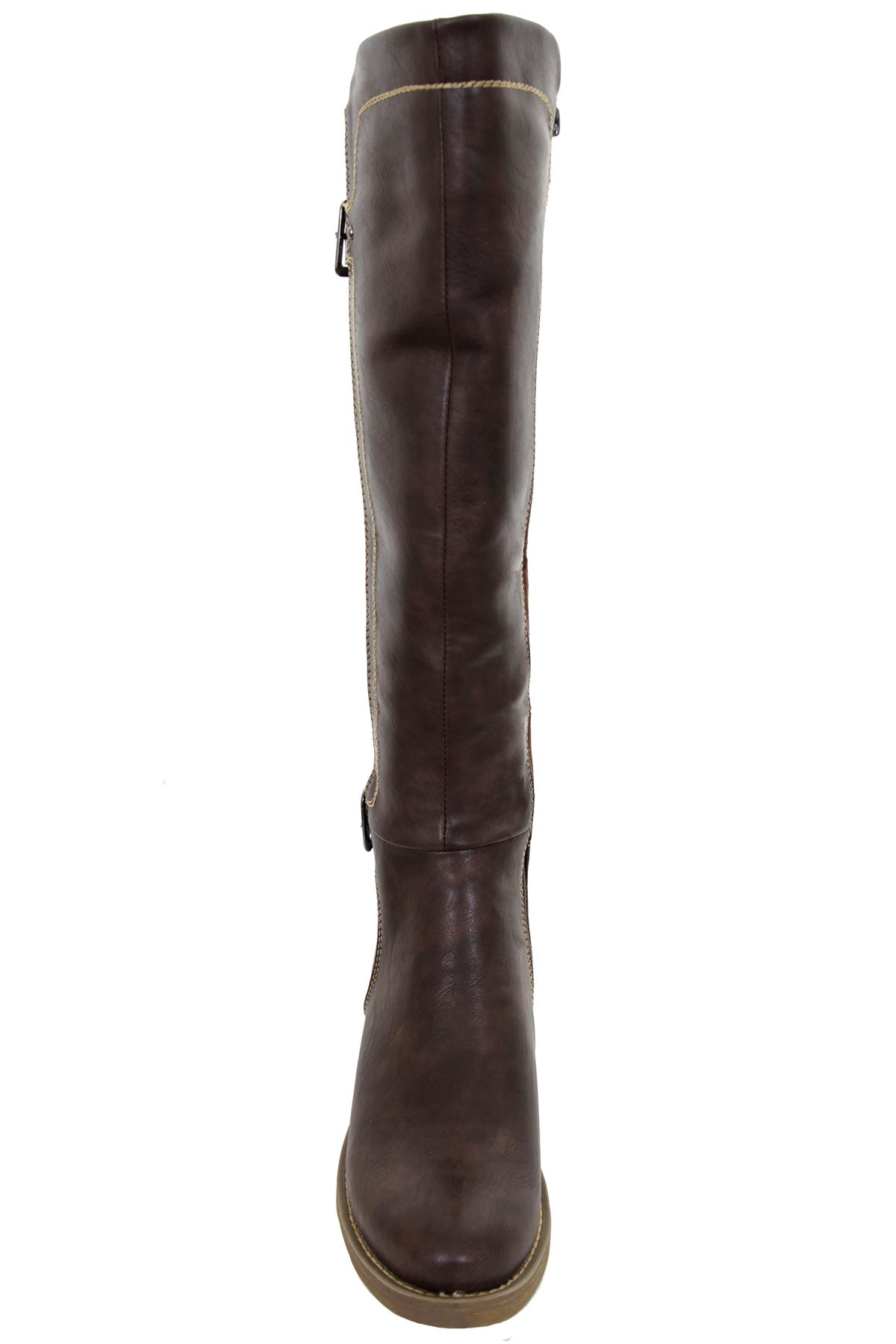 Contraste de la pantorrilla pantorrilla la ante para mujer imitación de cuero hebilla de Cremallera Alto botas Taco Bajo d1450c Contraste de la pantorrilla pantorrilla la ante para mujer imitación de cuero hebilla de Cremallera Alto botas Taco Bajo d1450c