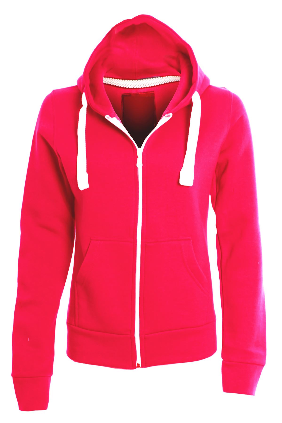 Women's Solid Plain Hoodie One Colour Zip Top Hooded Ladies Sweatshirt ...