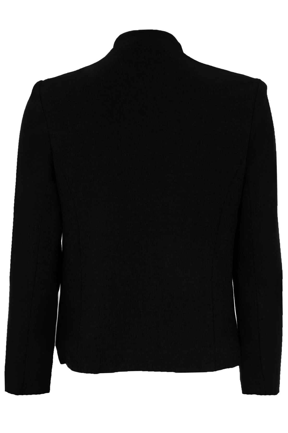 Ladies Long Sleeve Front Pockets Open Front Plain Smart Women's Jacket