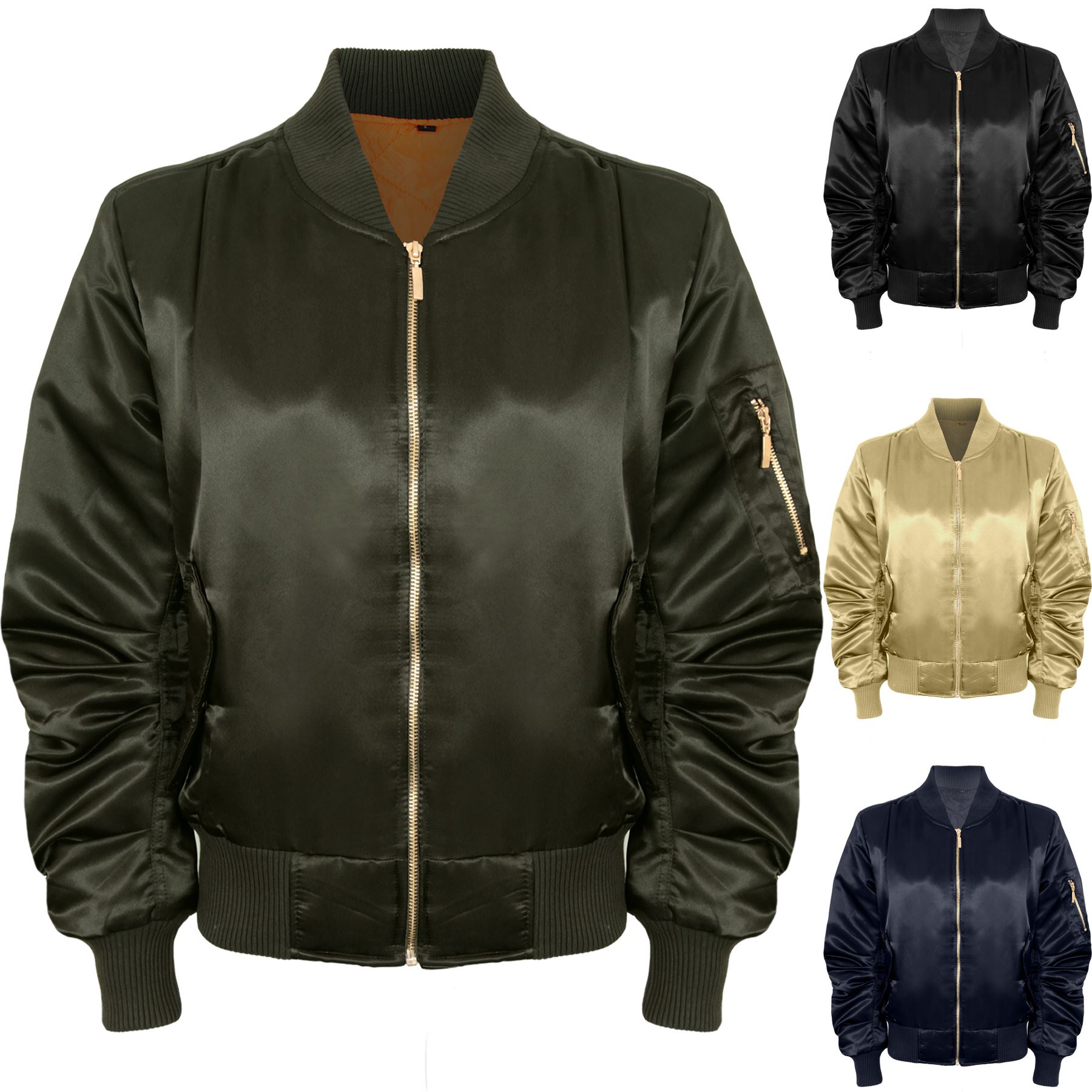 NEW WOMENS JACKETS CASUAL HIGH FASHION LADIES SATIN MA1 BOMBER BIKER JACKET COAT