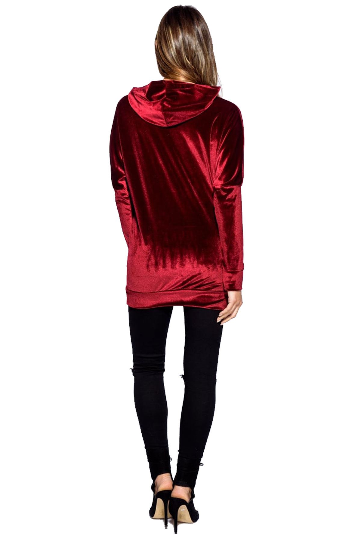 Comaba Womens Relaxed-Fit Velour Velvet Sweatshirt Dress with Hood Comaba Womens Relaxed-Fit Velour Velvet Sweatshirt Dress with Hood