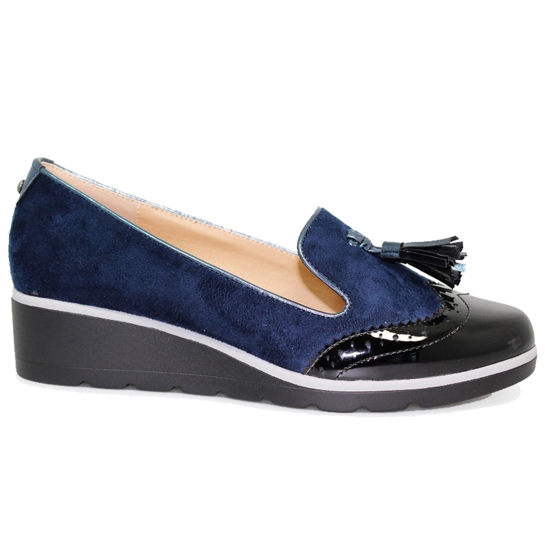 FLC136 Karina Patente Imitación Imitación Patente Gamuza Mocasín Estilo Slip On Cuña Zapatos Bombas 838b20 FLC136 Karina Patente Imitación Imitación Patente Gamuza Mocasín Estilo Slip On Cuña Zapatos Bombas 838b20