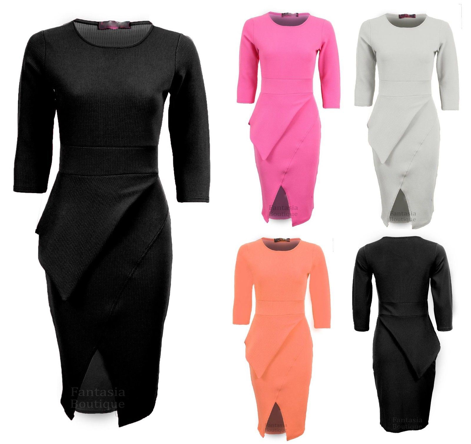 PEPLUM STYLE BODYCON DRESS IN CORAL TOWIE SIZES 8-14