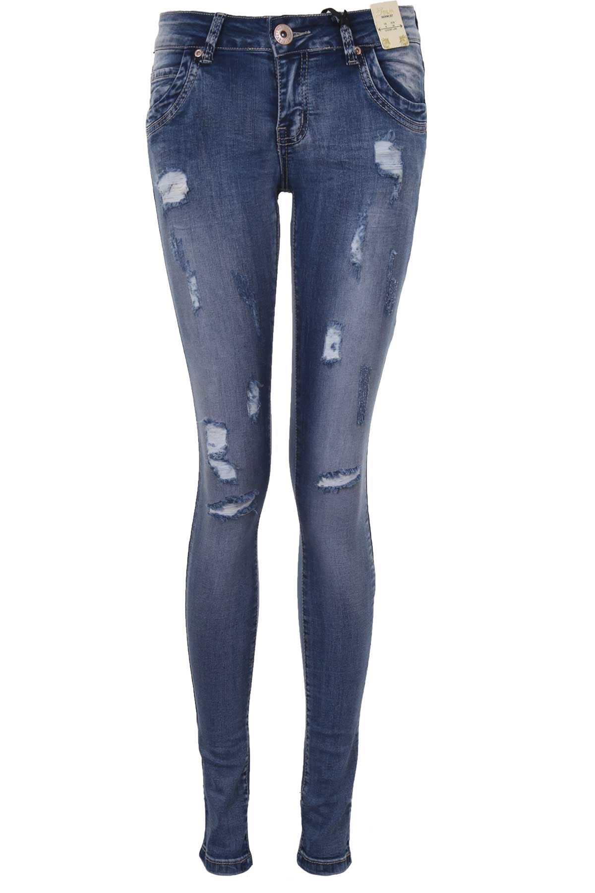 jean d�chir� femme taille haute