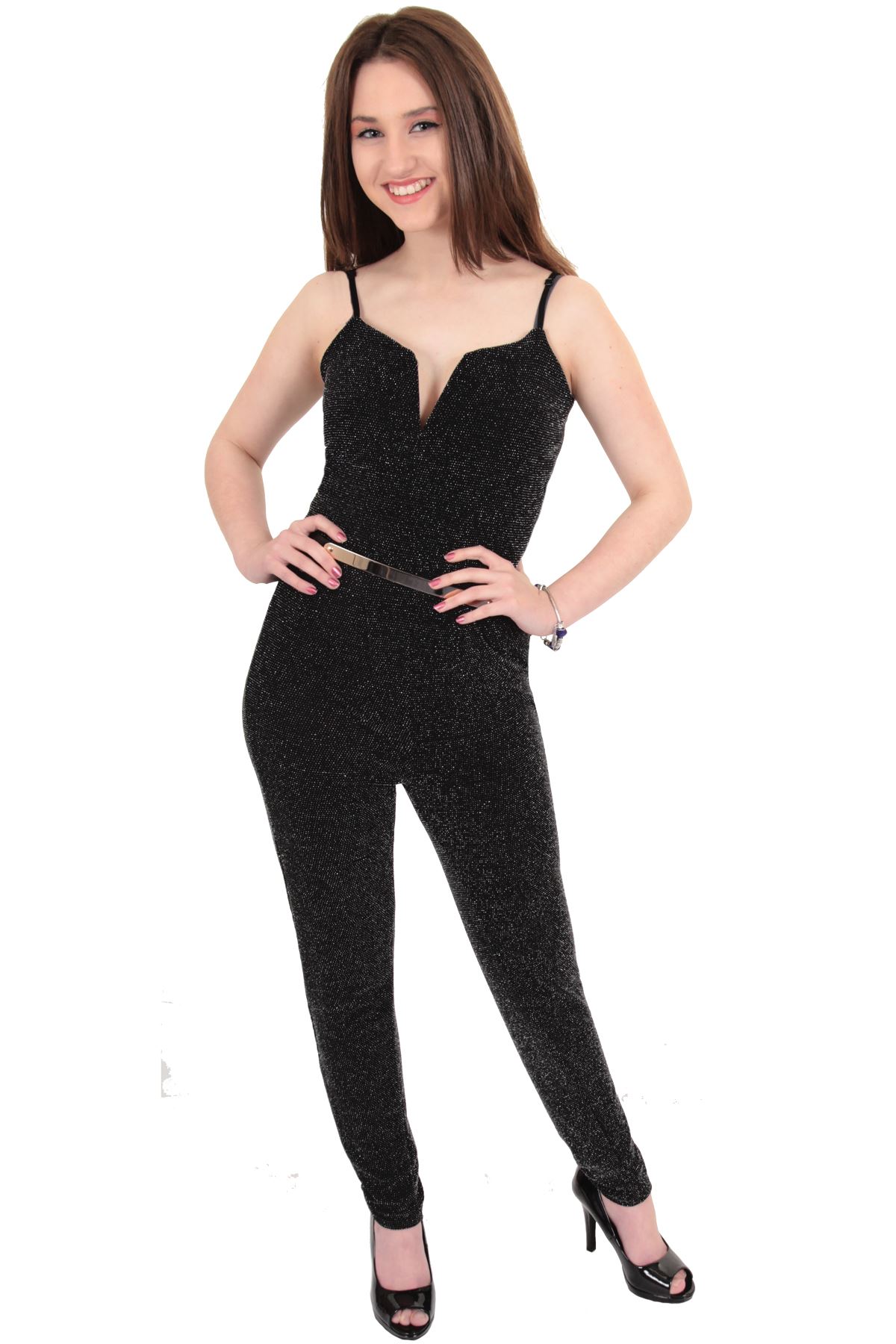 Ladies Sleeveless V Neck Cami Lurex 