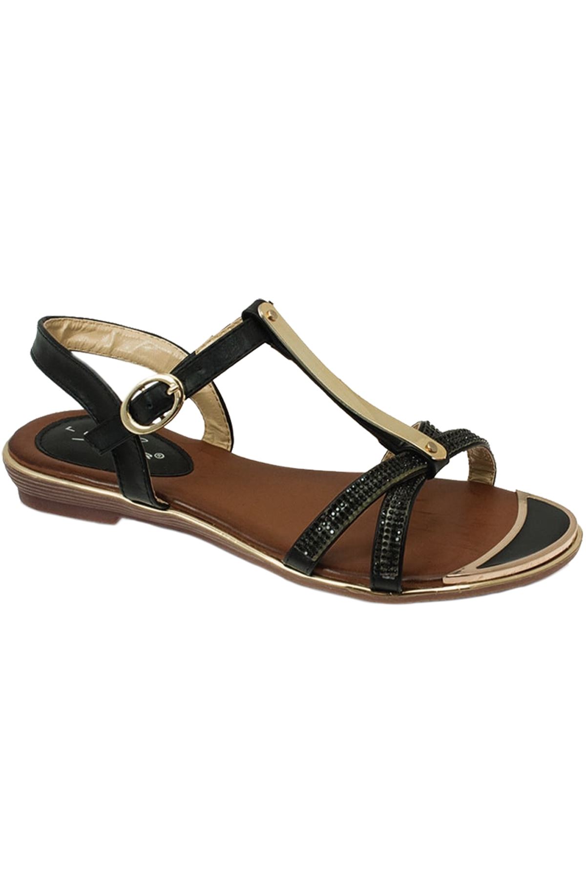 JLH831 Bindi Ladies Gold Plated Diamante Strappy Padded Low Heel Sandals | eBay