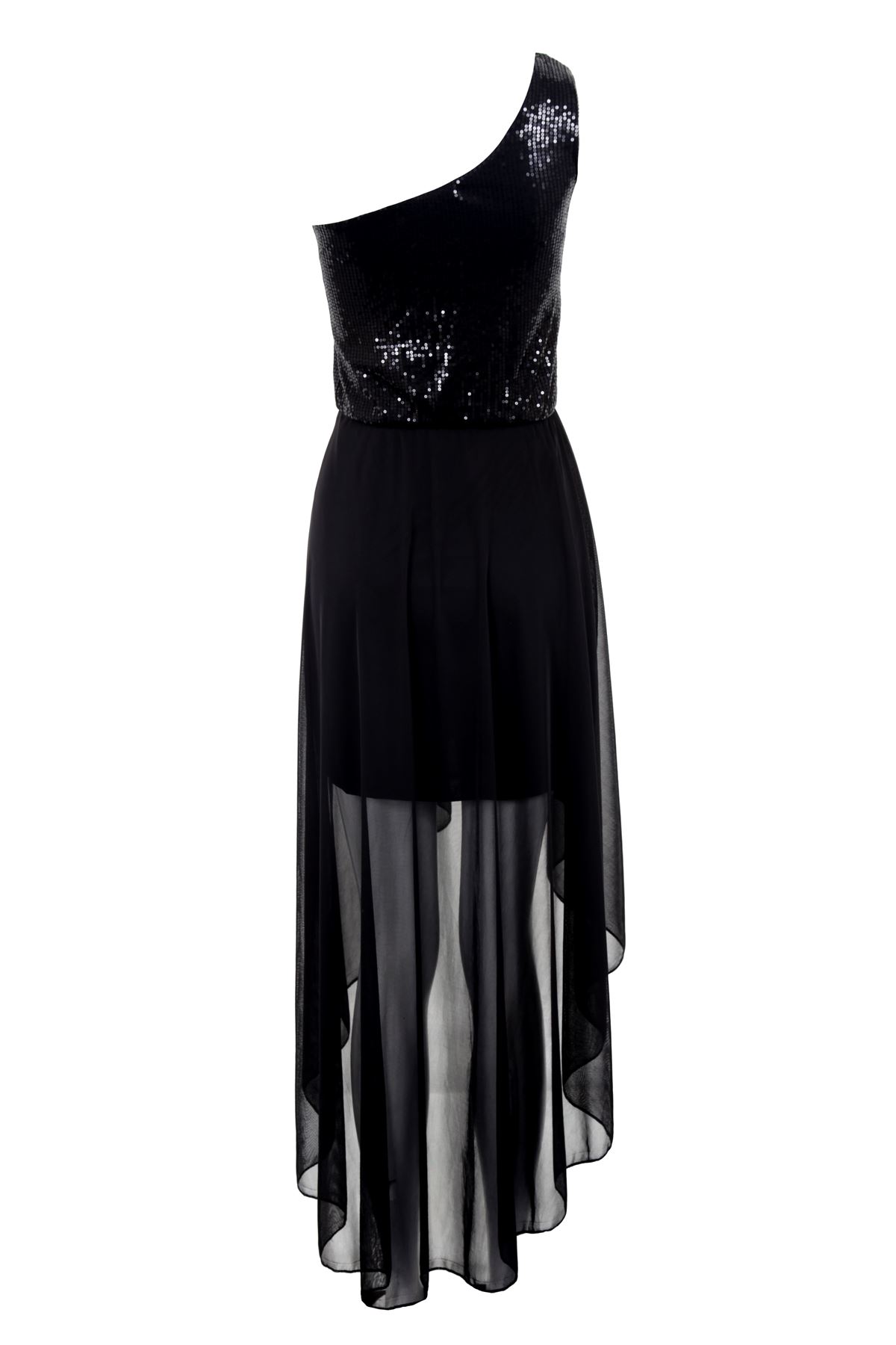 Black Sequin Chiffon Dress