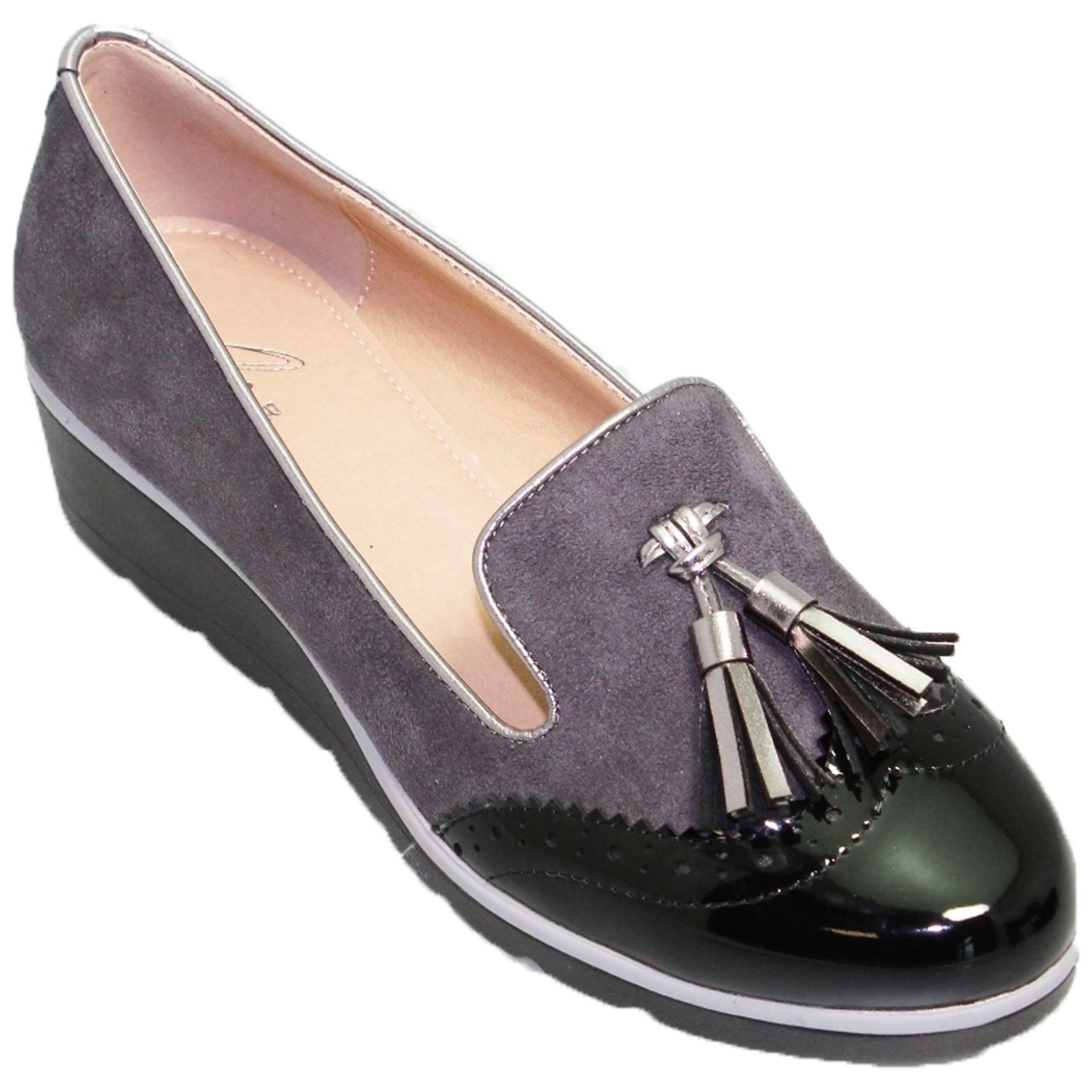 FLC136 Karina Patente Imitación Imitación Patente Gamuza Mocasín Estilo Slip On Cuña Zapatos Bombas 838b20 FLC136 Karina Patente Imitación Imitación Patente Gamuza Mocasín Estilo Slip On Cuña Zapatos Bombas 838b20